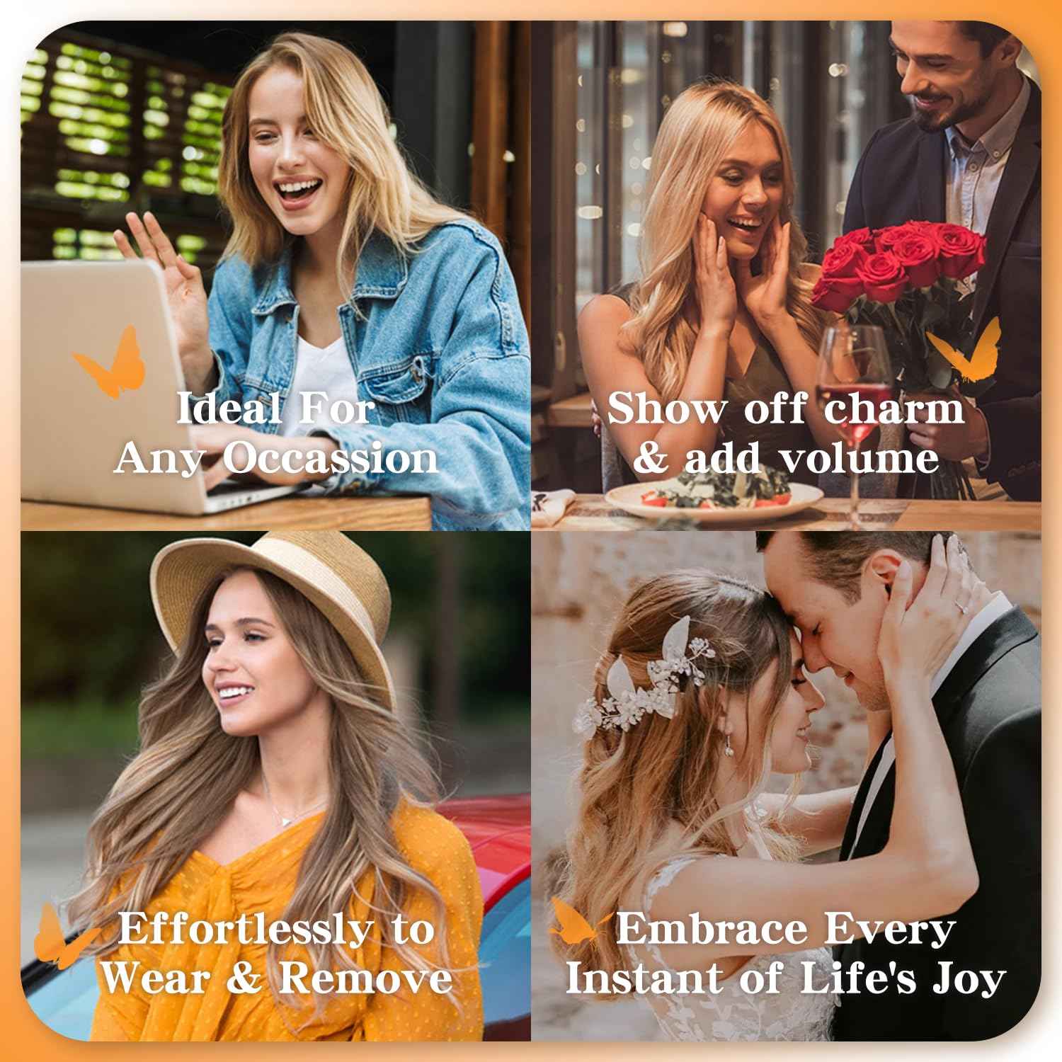 TESSHAIR Clip in Hair Extensions Long Straight, 100% Real Human Hair,No Tangle & Smooth,85g, 10 Inch,#33 Dark Auburn