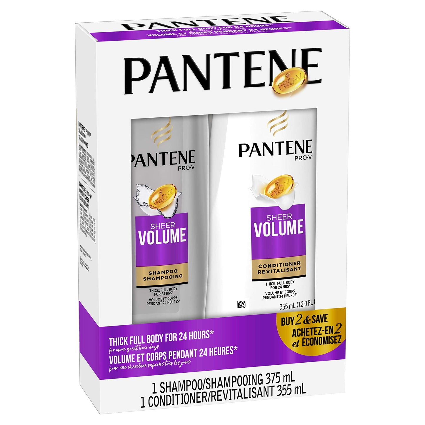 Pantene Pro-V Sheer Volume Shampoo & Conditioner, 375 ml + 355 ml (packaging may vary)