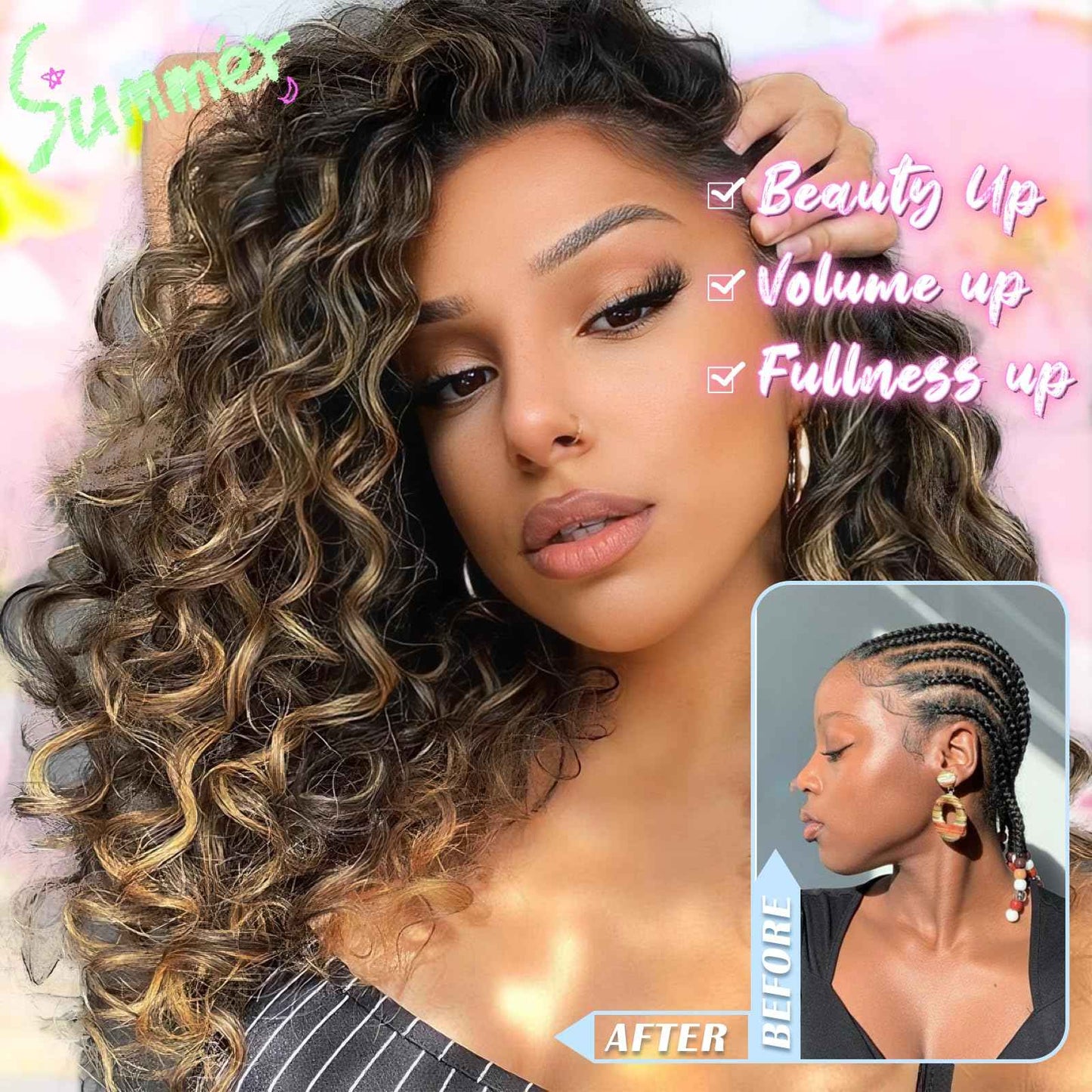 Gowit Pre Looped Deep Wave Crochet Hair 12 Inch 7 Packs Short Curly Ombre Blonde Pre Twisted Ocean Wave Deep Twist Crochet Braids Synthetic Braiding Hair for Black Women