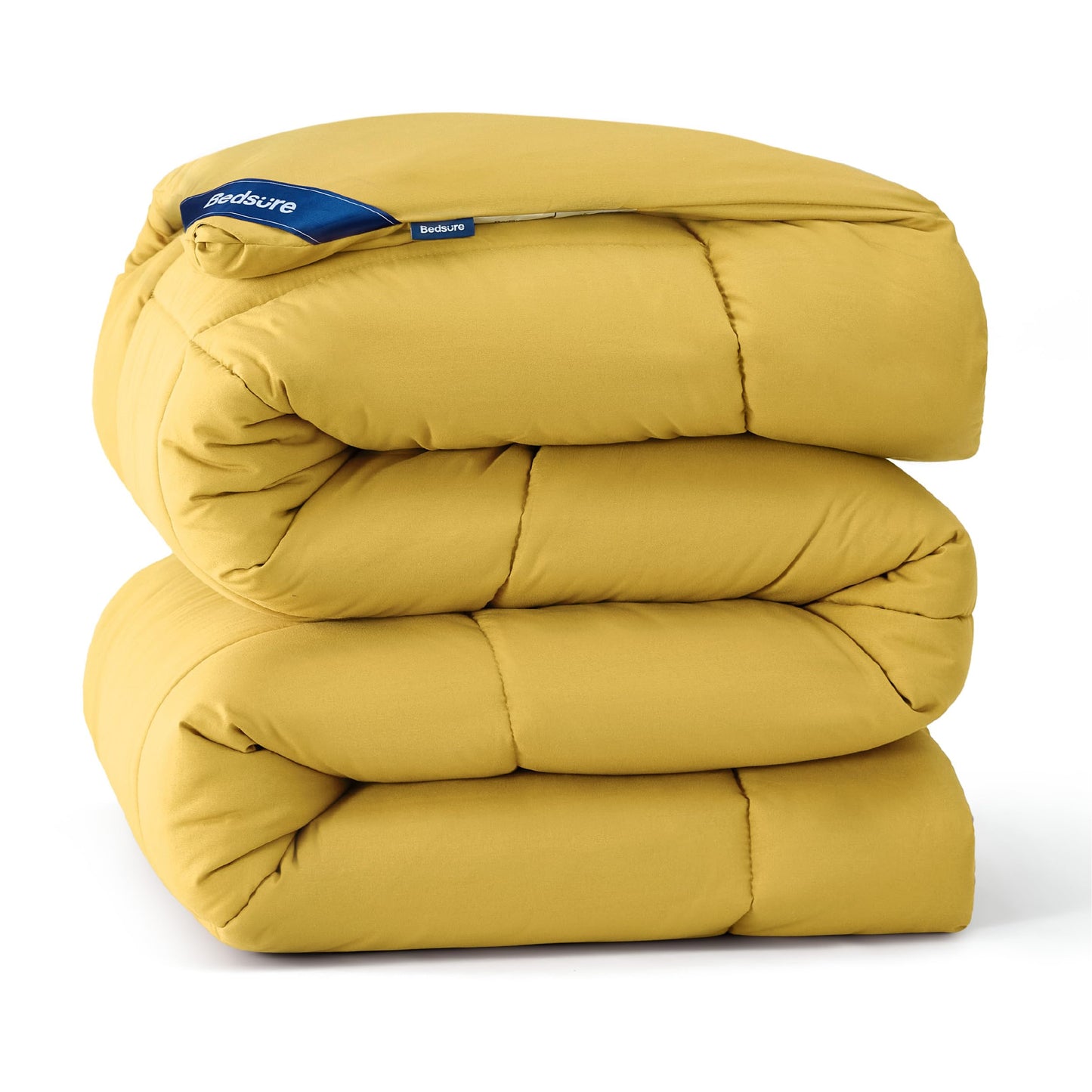 Bedsure Comforter Duvet Insert - Quilted Comforters Twin XL Size, All Season Duvet, Down Alternative Bedding Comforter with Tabs(Mustard Yellow,Twin XL 92"x68")