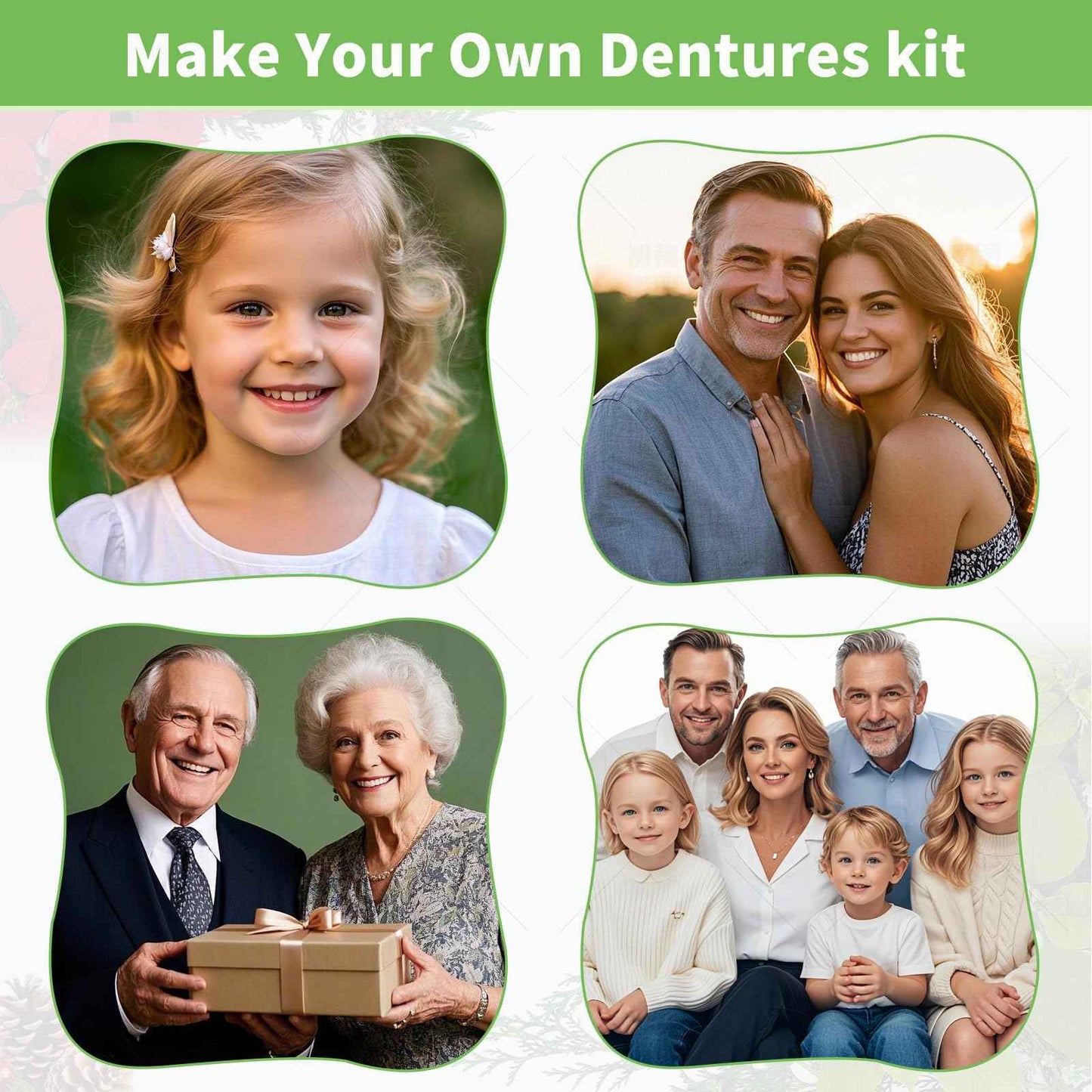 DIY Denture Kit - Top & Bottom Fake Teeth with Comfort Fit for Everyday Use, Natural-Looking Emergency Replacement Solution (Universal Sizing)-XX05