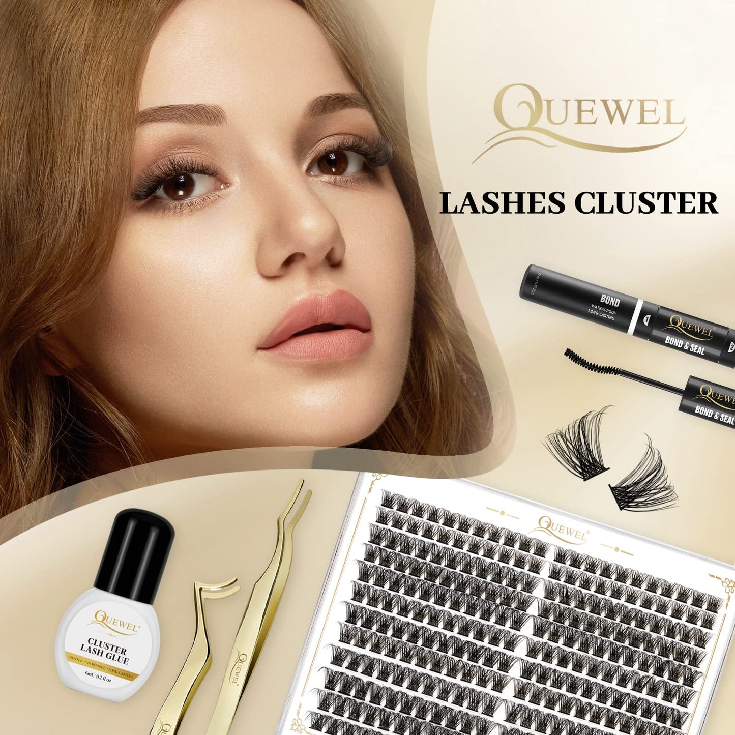 QUEWEL Lash Clusters 264Pcs Cluster Lashes Mix12-18mm DIY Eyelash Extension Individual Eyelashes Clusters Fluffy & Super Lightweight Lash Extension Clusters Natural Look (QU26-Mix12-18)