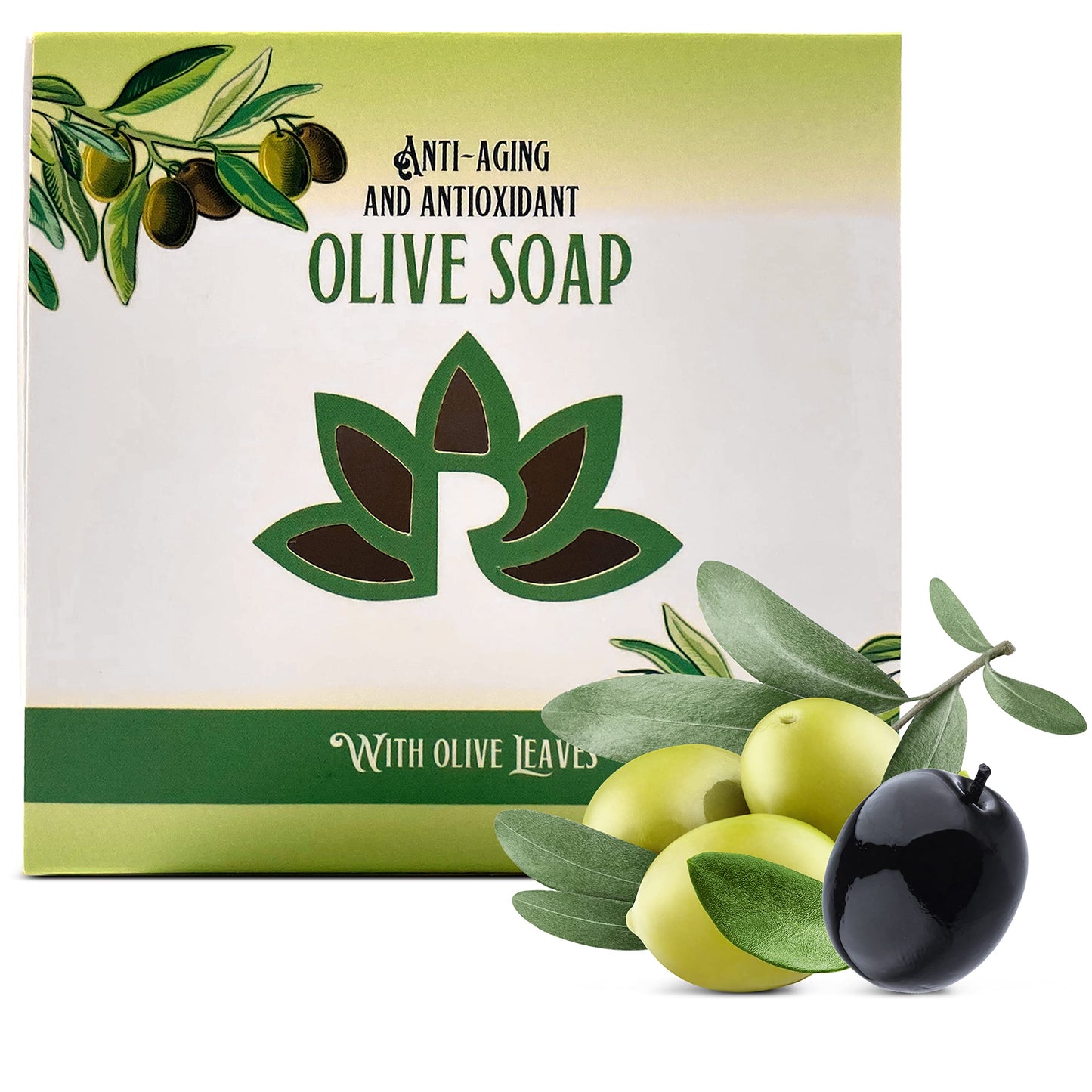 Relaxcation Soap Bar with Organic Olive Oil and Olive Leaves - Anti-aging and Antioxidant Natural Cold Process Soap Handmade in USA (Olive 5-pack)