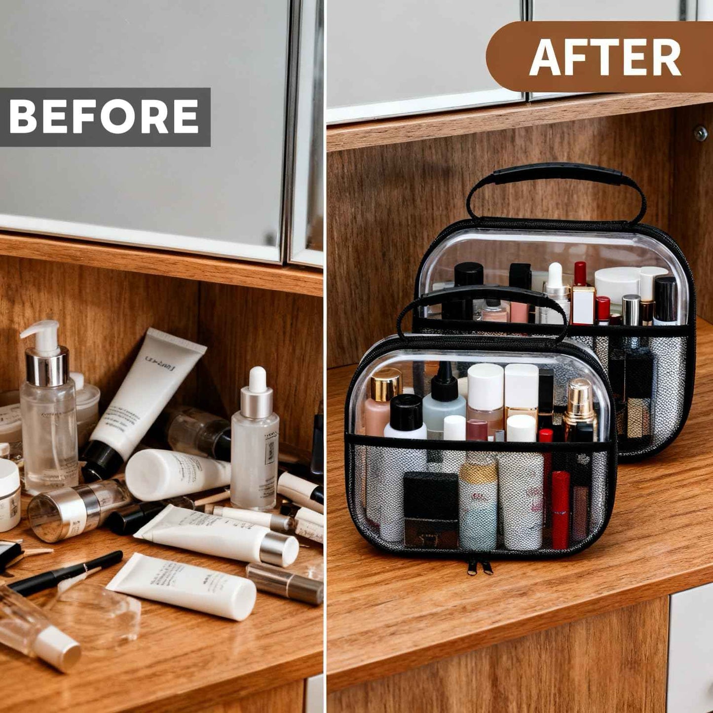 XULIONTS 3PCS Clear Hard Shell Zipper Case, Portable Cosmetic Bag with Zipper, Clear Toiletry Bag, Waterproof Diaper Bag Organizing Pouches, Hard Travel Case, Thanksgiving Christmas Storage Bins