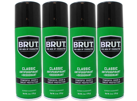 BRUT Anti-Perspirant Deodorant Spray, Classic 6 oz (Pack of 4)