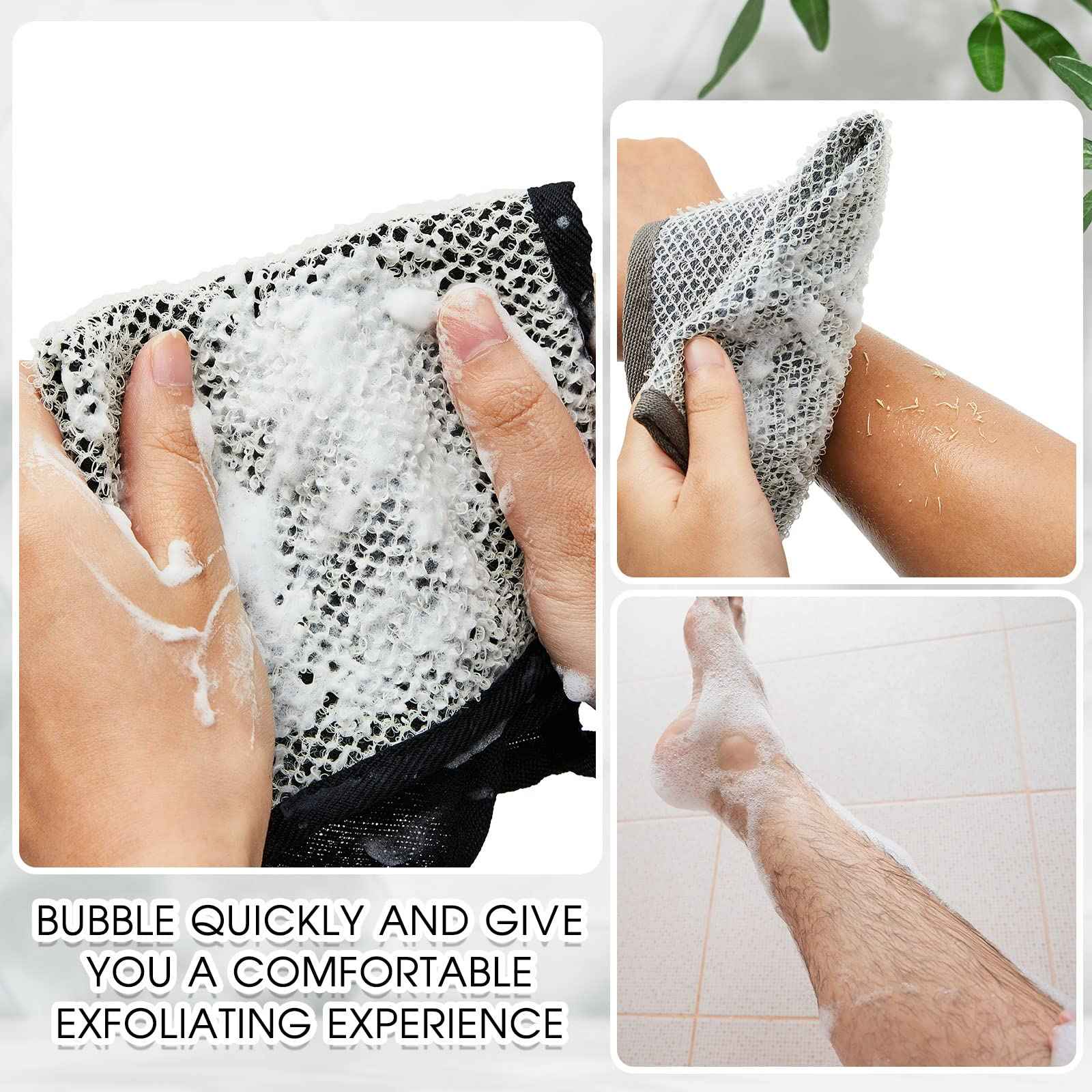 Juexica 8 Pcs Exfoliating Washcloth Men Wash Face Cloth Rustic Dual Sided Bath Washcloth 9.8 x 9.8'' Facial Scrubber Men Exfoliating Shower Towel for Body and Face (Mesh Pattern,Dark Color Series)