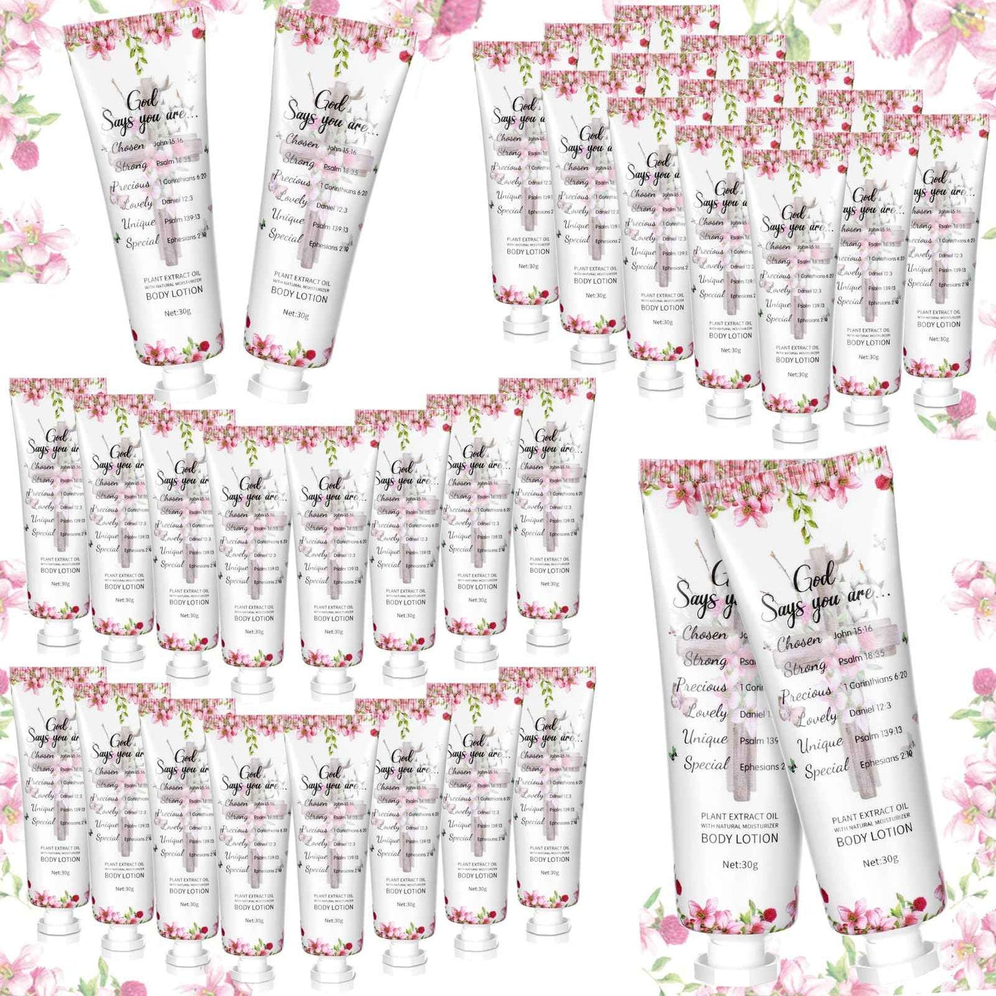 Siifert 24 Pcs Christian Body Lotions Bulk Gifts for Women Breast Cancer Awareness Gifts Inspirational Bible Verse Lotion Mini Travel Christian Religious Hand Cream for Appreciation Women Teacher Mom