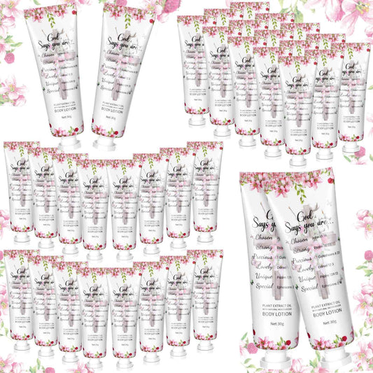 Siifert 24 Pcs Christian Body Lotions Bulk Gifts for Women Breast Cancer Awareness Gifts Inspirational Bible Verse Lotion Mini Travel Christian Religious Hand Cream for Appreciation Women Teacher Mom