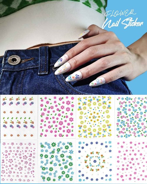 60 Sheets Nail Stickers for Nail Art, Self Adhesive Nail Decals with Flower, Gold and Butterfly Nail Art Stickers, Nail Design Accessories for Kids and Women