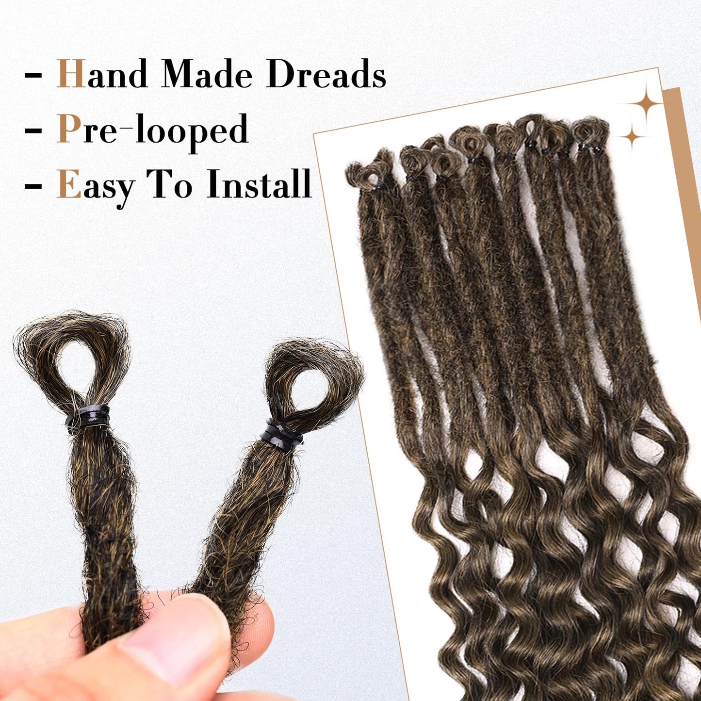 WIGNEE 24 Inches 10 Strands Curly Dreadlock Extensions Single Ended Synthetic Dreads Boho Dreadlocks Extension Braid in Dreads Extensions