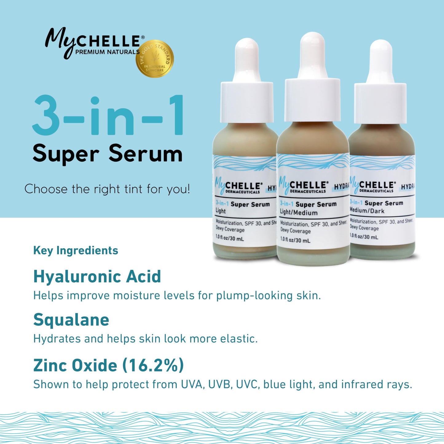 MyCHELLE Medium/Dark 3-in-1 Super Serum, 1 oz