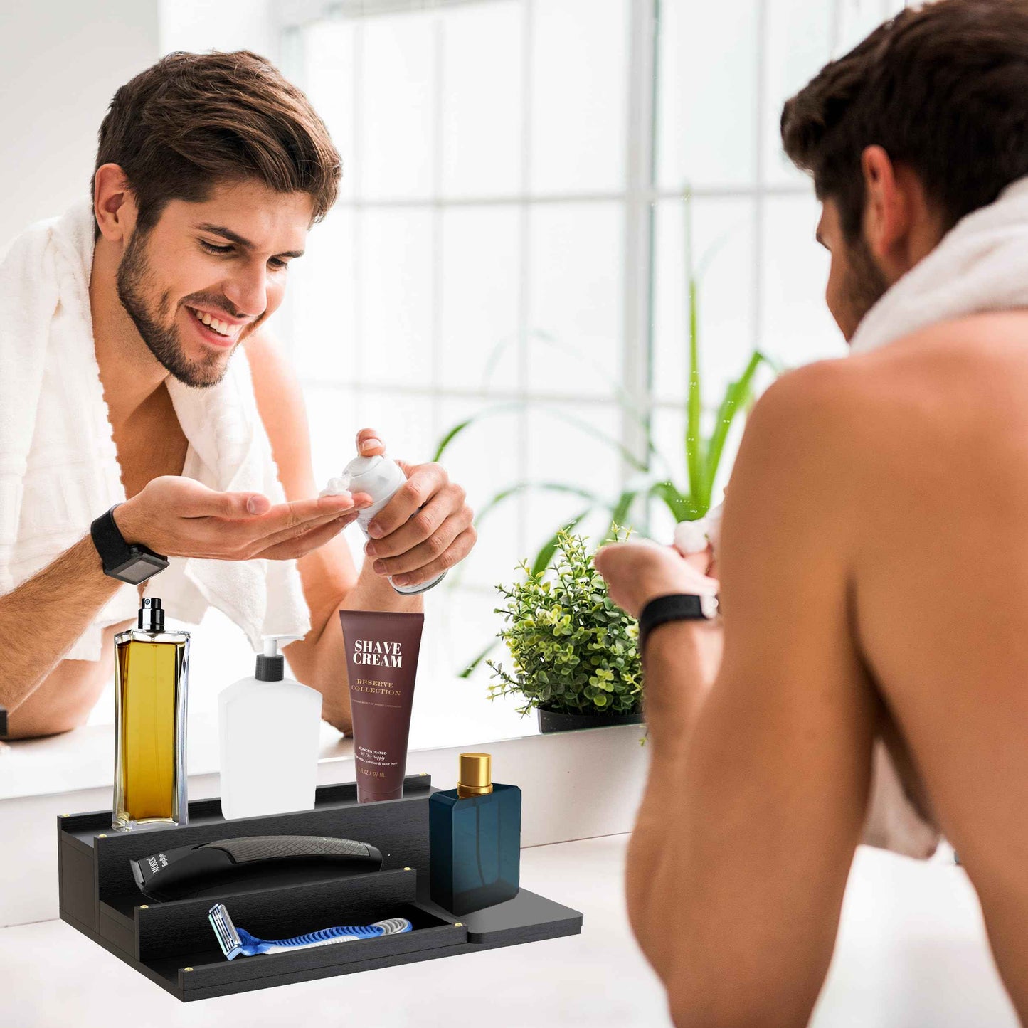 Cologne Organizer for Men - 3-Tier Solid Wood Cologne Stand with Hidden Compartments, Multi-Purpose Perfume Organizer and Display Shelf for Organizing Accessories, Ideal Gift for Men