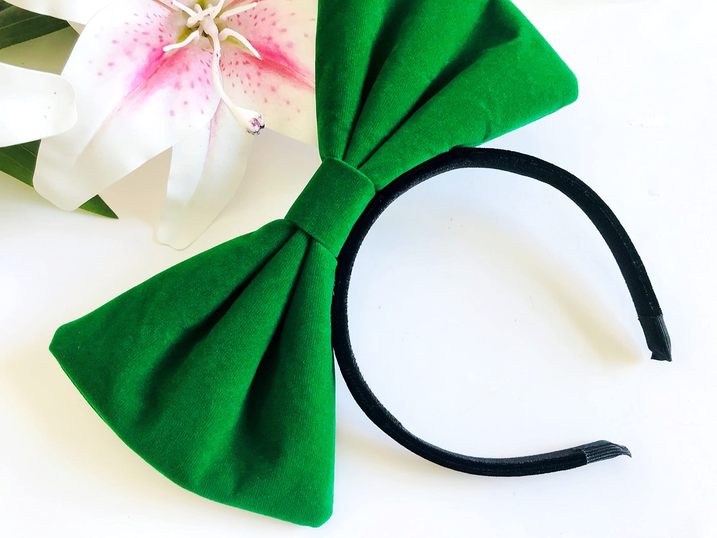 Products4ushop Velvet Green Bow Headbands Christmas Party : H2 (Velvet Bow - Green)