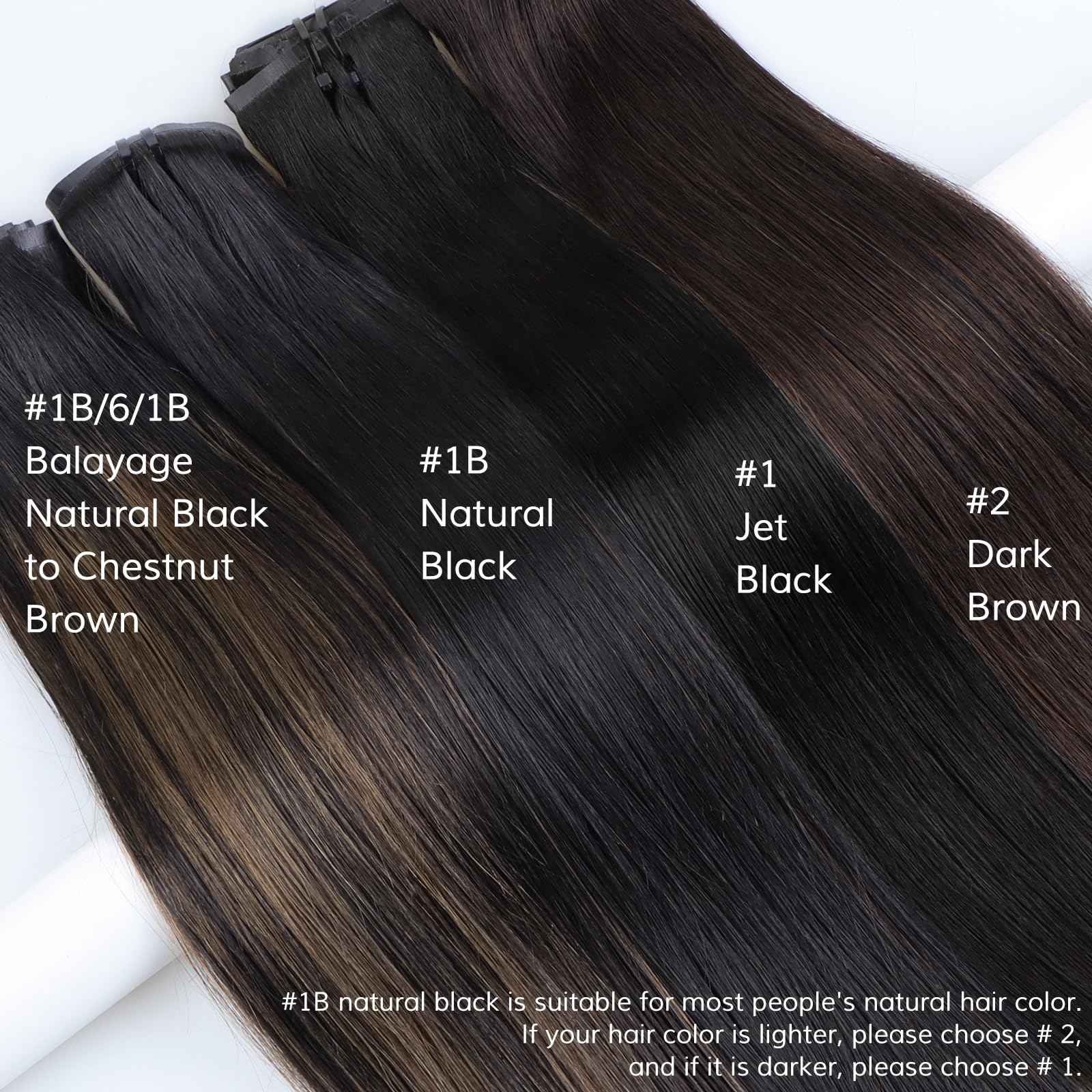 IDN BEAUTY Seamless Clip In Hair Extensions Human Hair Jet Black Real Remy Virgin Human Hair Seamless Clip Ins For Black Women PU Weft Invisible Edge Thick Soft Hair ST 80g 12 Inches
