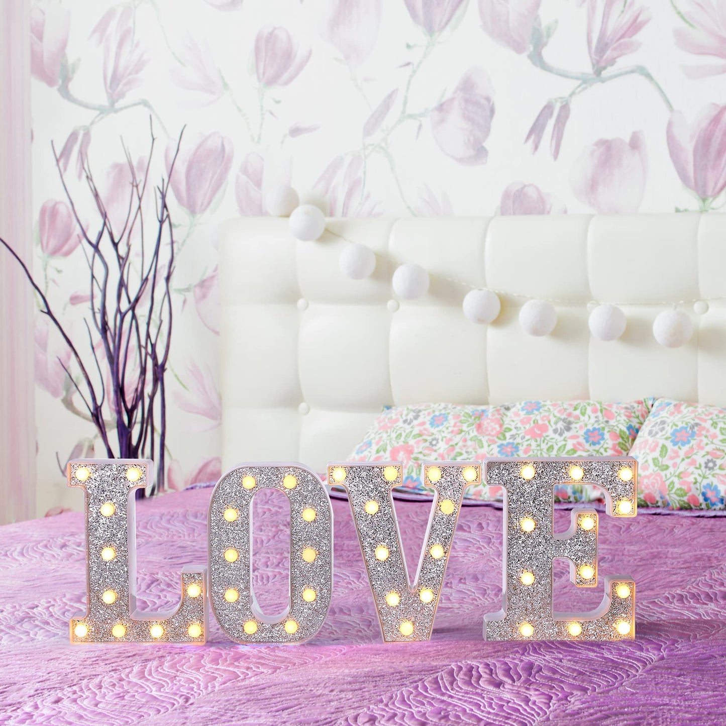 Foaky Silver Light Up Letters,Party Decorations,Birthday Decorations for Night Light Birthday Party Christmas Gifts (M)