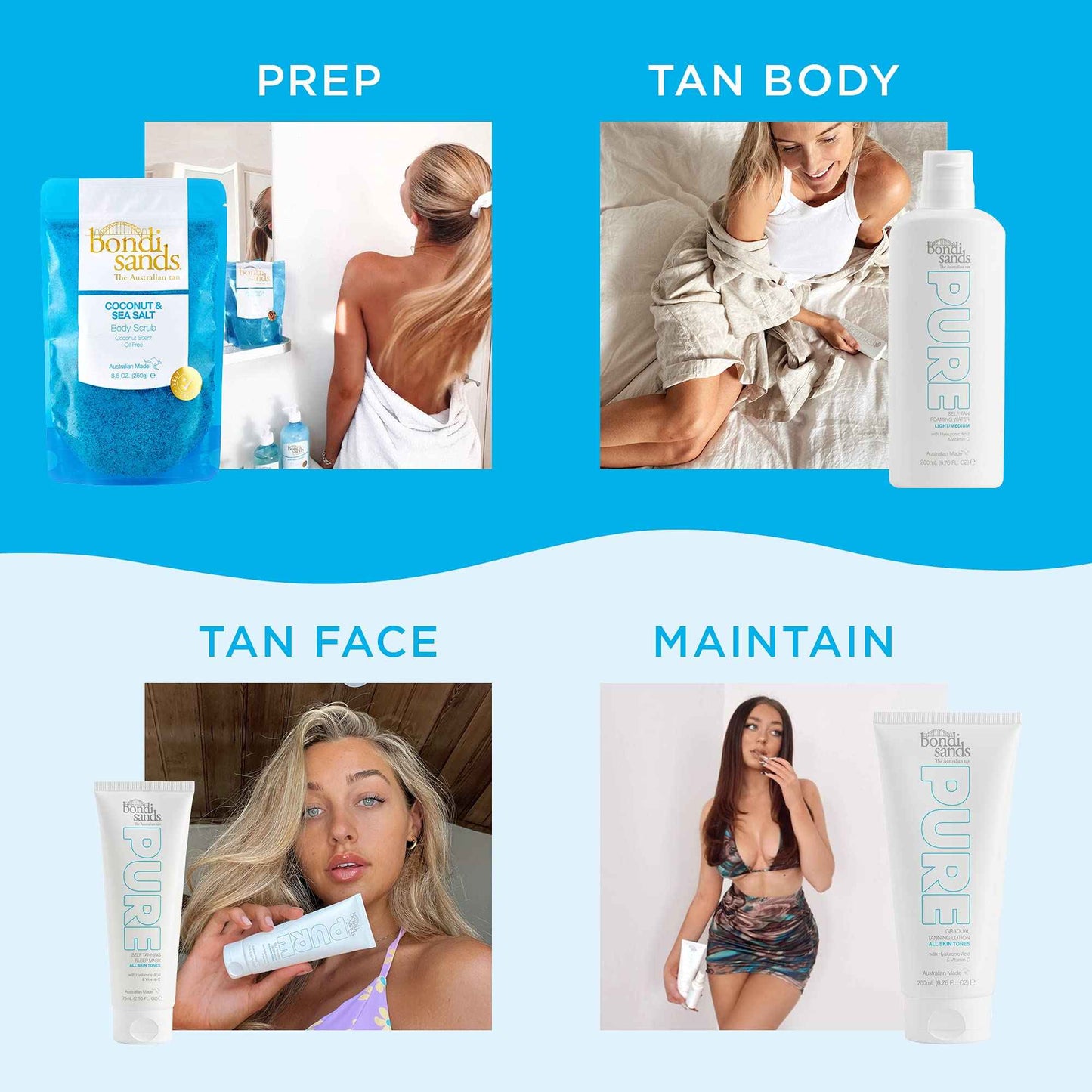 Bondi Sands PURE Light/Medium Self-Tanning Foaming Water | Hydrates with Hyaluronic Acid for a Flawless Tan, Fragrance Free, Cruelty Free, Vegan | 6.76 Oz/200 mL