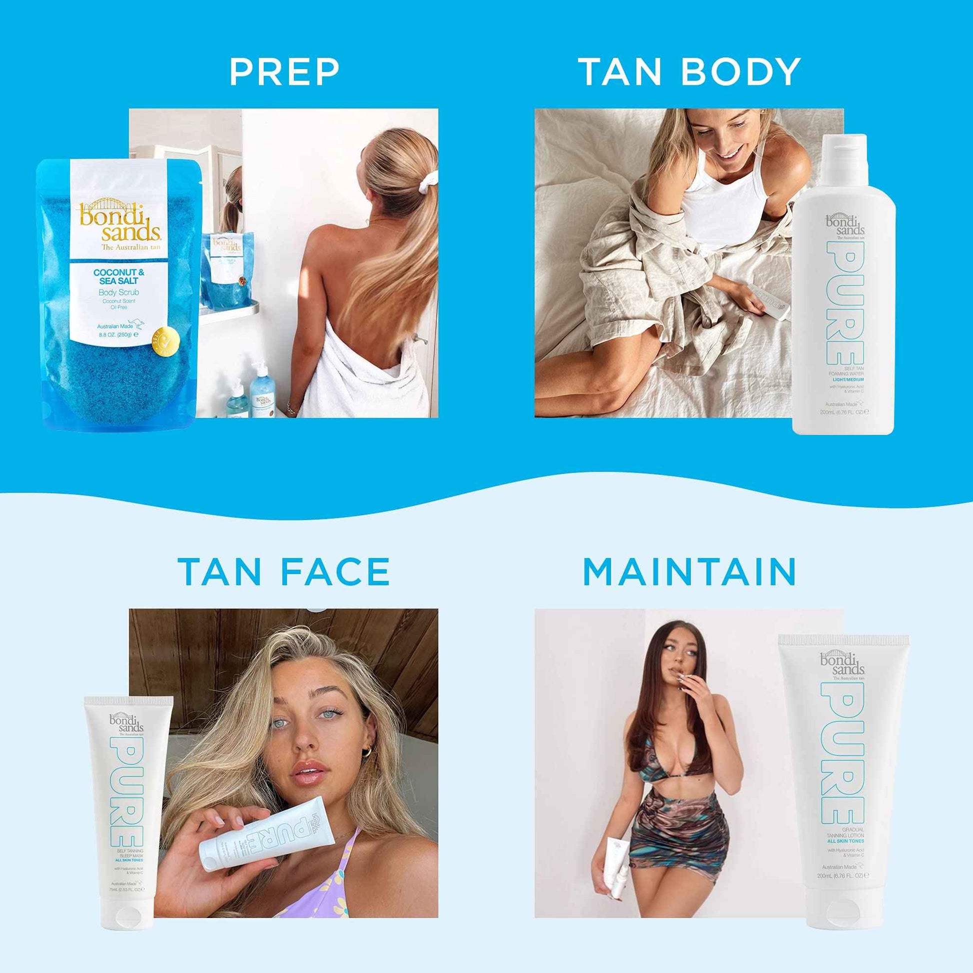 Bondi Sands PURE Light/Medium Self-Tanning Foaming Water | Hydrates with Hyaluronic Acid for a Flawless Tan, Fragrance Free, Cruelty Free, Vegan | 6.76 Oz/200 mL