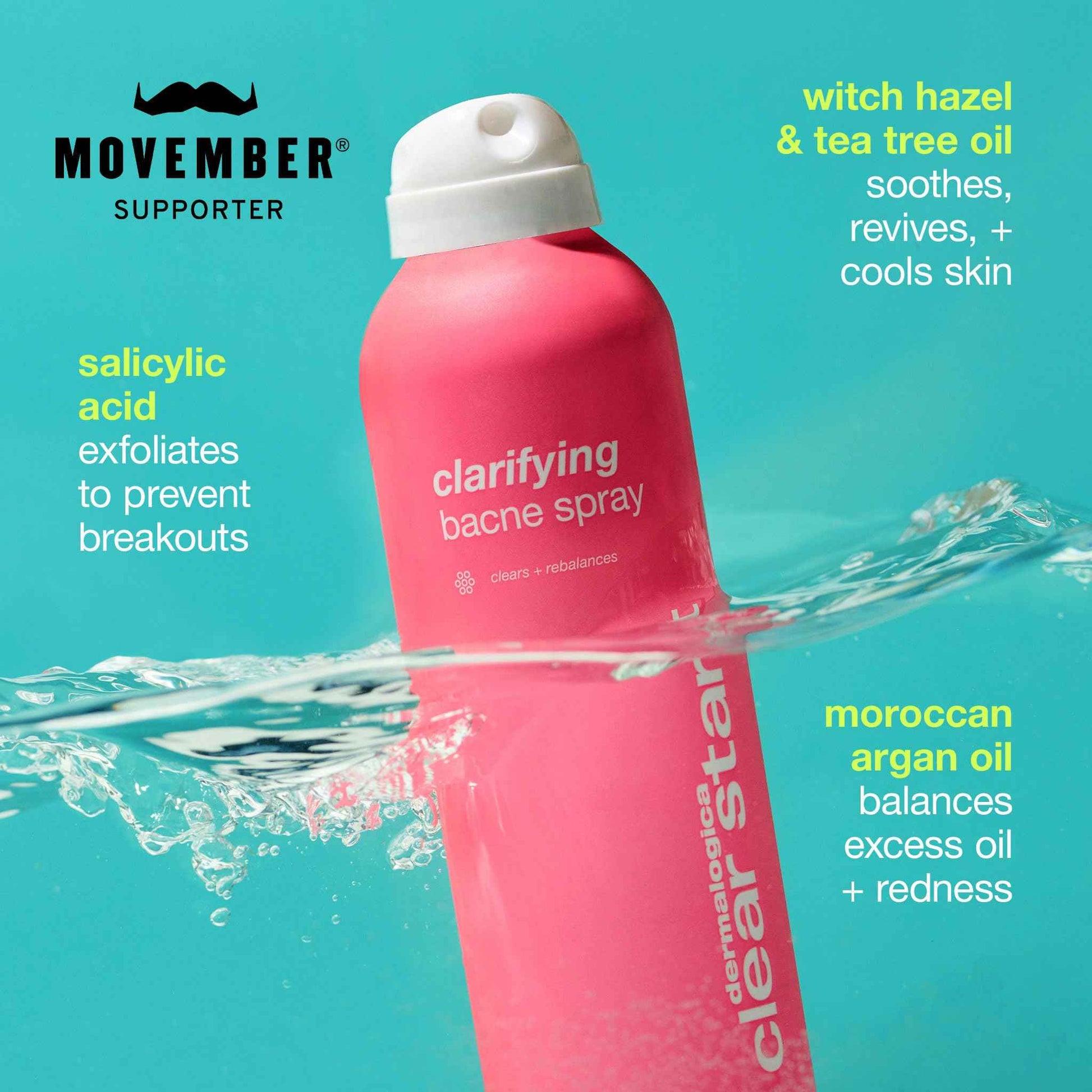 Dermalogica Clear Start Clarifying Bacne Spray, Back Acne Treatment Spray for Body Breakout - Pore Clearing, Preventing Pimple with Salicylic Acid, Witch Hazel, Tea Tree Oil, All Skin Type, 6 fl oz