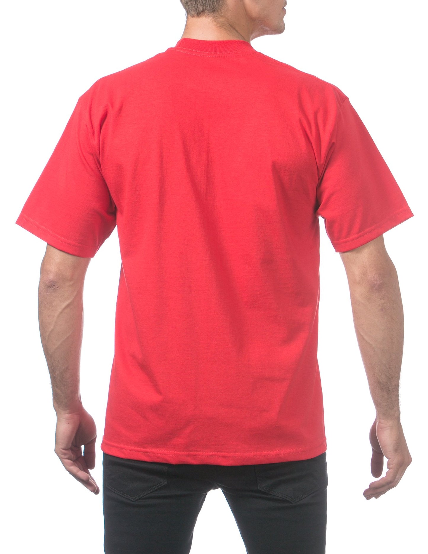 Pro Club Men's Heavyweight Cotton Short Sleeve Crew Neck T-Shirt, Red, Small