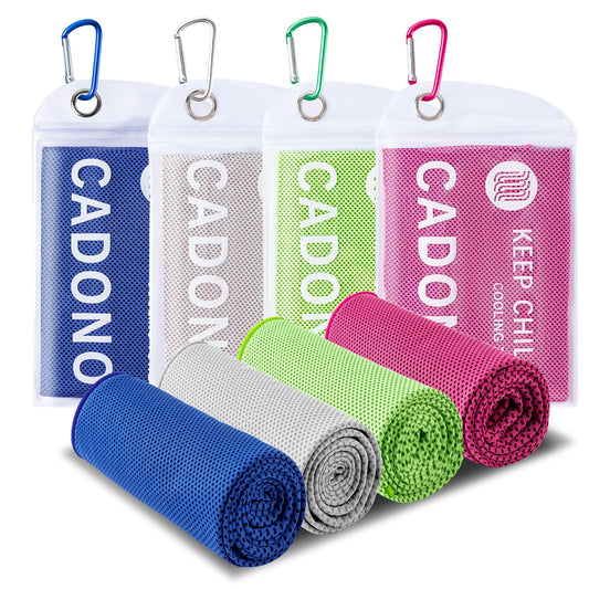 4 Pack Cooling Towel (40"x12"), Soft Breathable Chilly Towel, Ice Towel, Microfiber Towel for Yoga, Sport, Running, Workout,Gym, Camping, Fitness, Workout & More Activities(Multicolor)