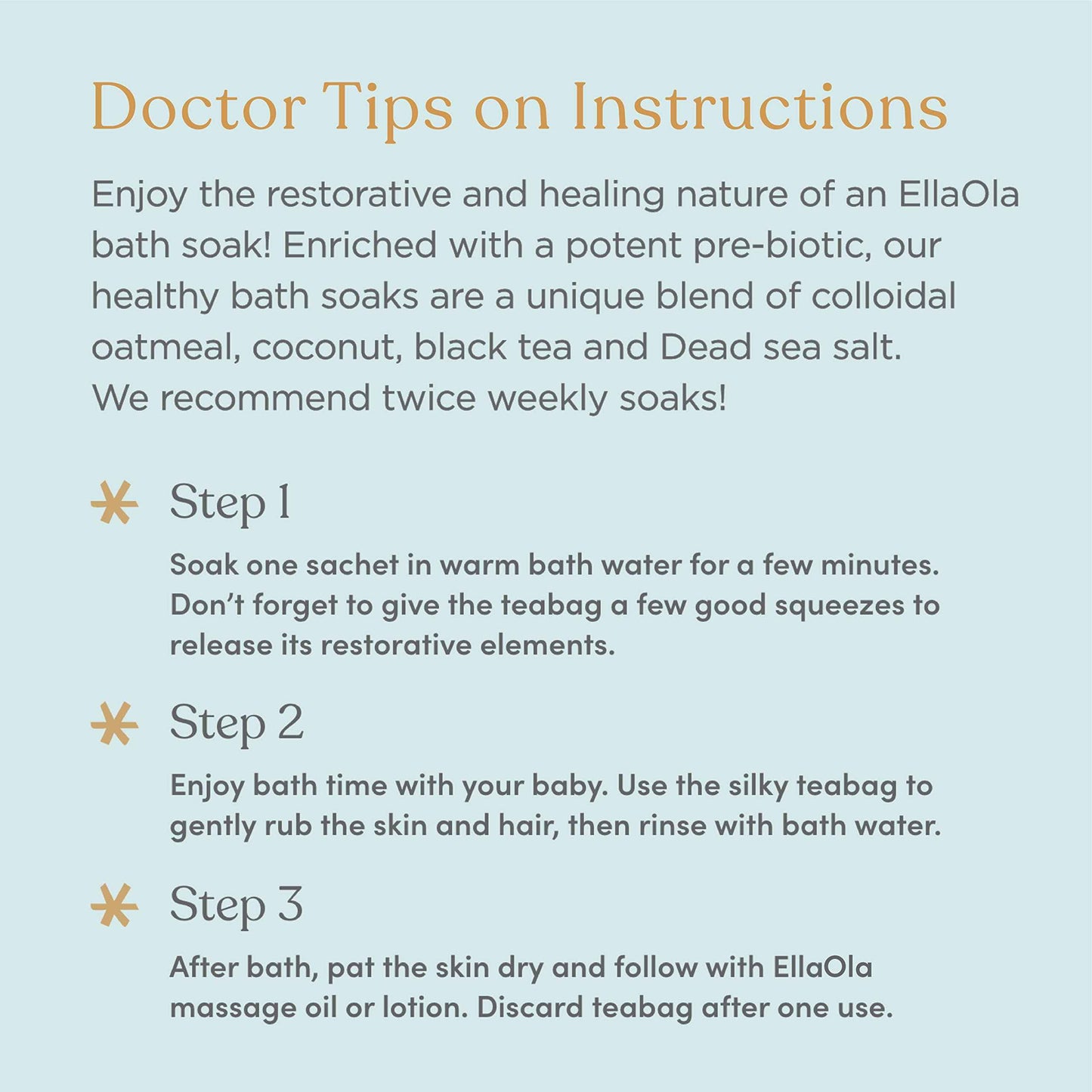 ELLAOLA Oatmeal Bath Soak for Babies Kids & Adults - Baby Bath Tea Soaks Made with Prebiotics to Relieve Dry, Itchy, Eczema Prone Skin While Gently Cleansing, Fragrance Free I 4 Bath Tea Soaks