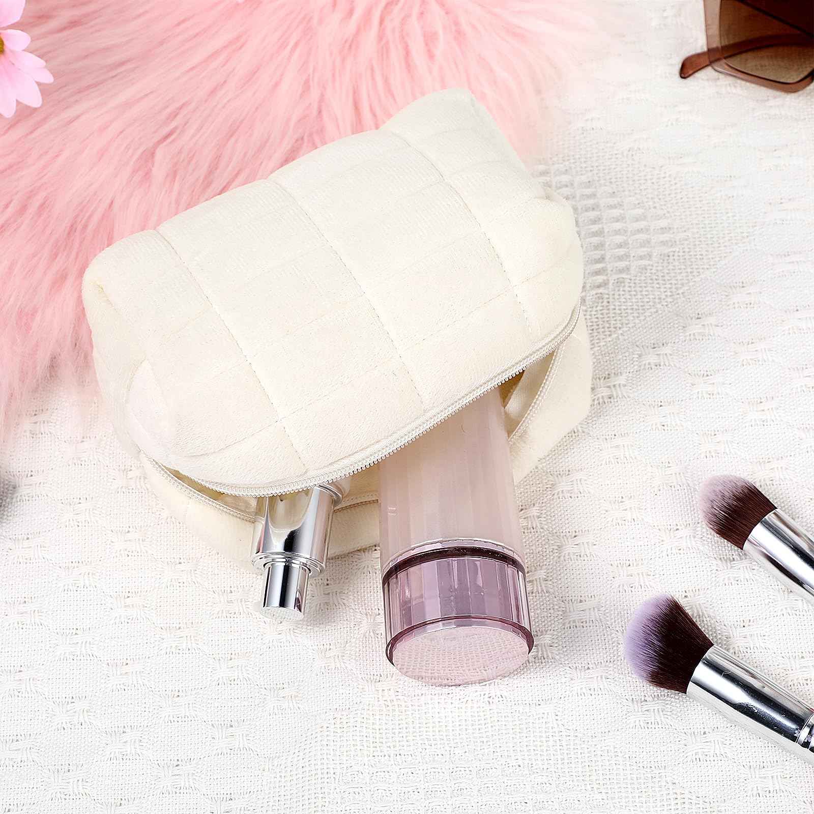 Sibba Makeup Case Make Up Cosmetic Organizer Travel Toiletry Bags Skin Care Pouch Small Fluffy Purse Collection Traveling Makup Beauty Women