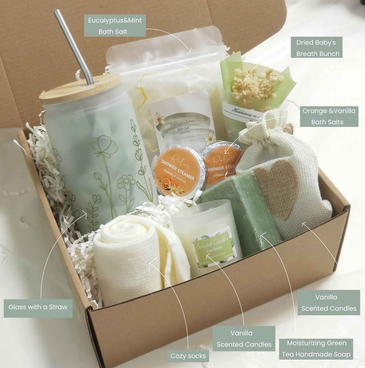 Get Well Soon Gift Basket- Relaxation, Birthday,Mothers gift/Self Care Package, After Surgery, Sympathy Gift for Loss of Loved One, Thinking of You Set, Grief/Comfort/Miscarriage for Women(Sage Green)