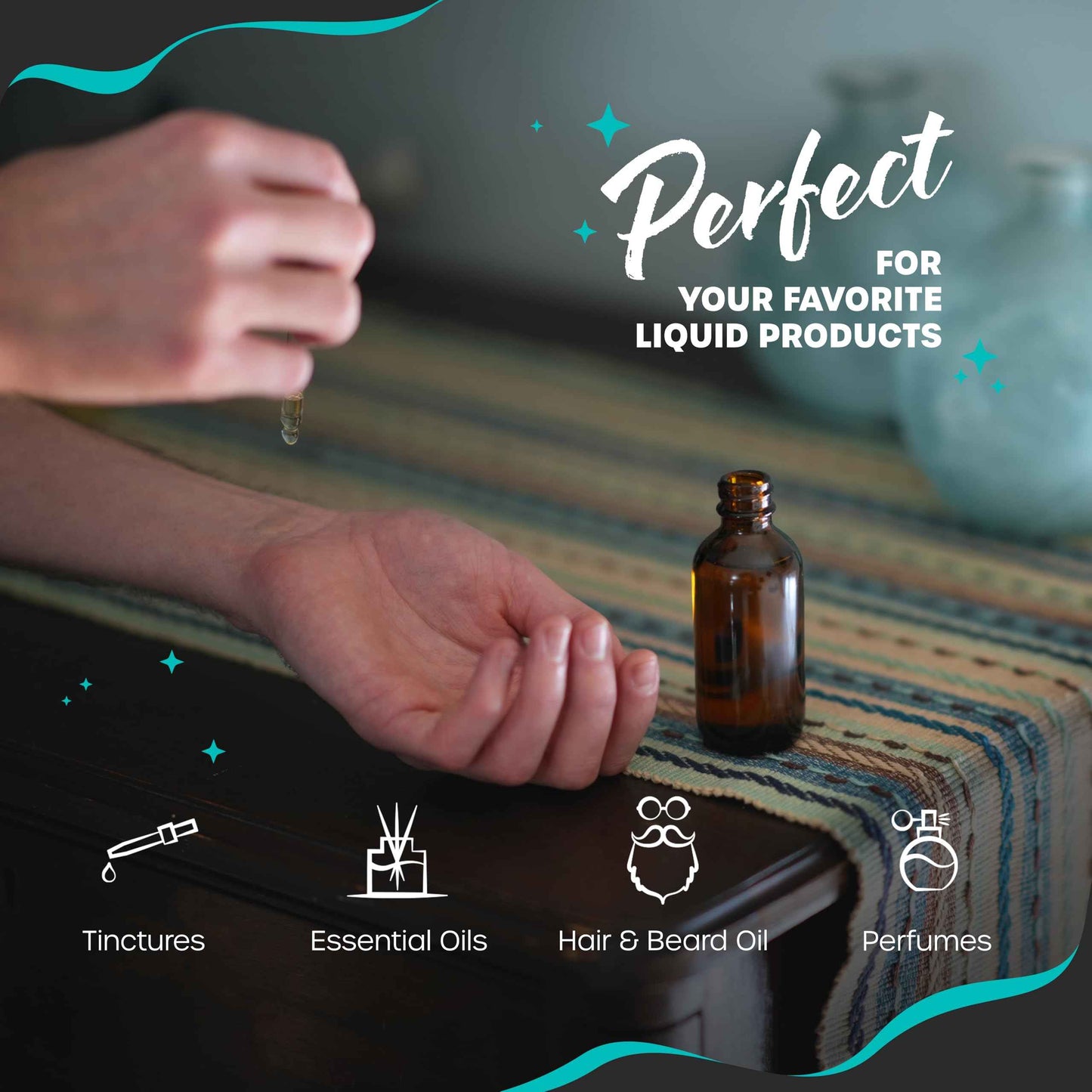 Nevlers 2 Oz Amber Glass Dropper Bottle 3 Pack | Leakproof Amber Glass Dropper Bottles with Shrink Wrap and Funnel | Oil Bottles for Essential Oils, Hair Oil, Medicine & More