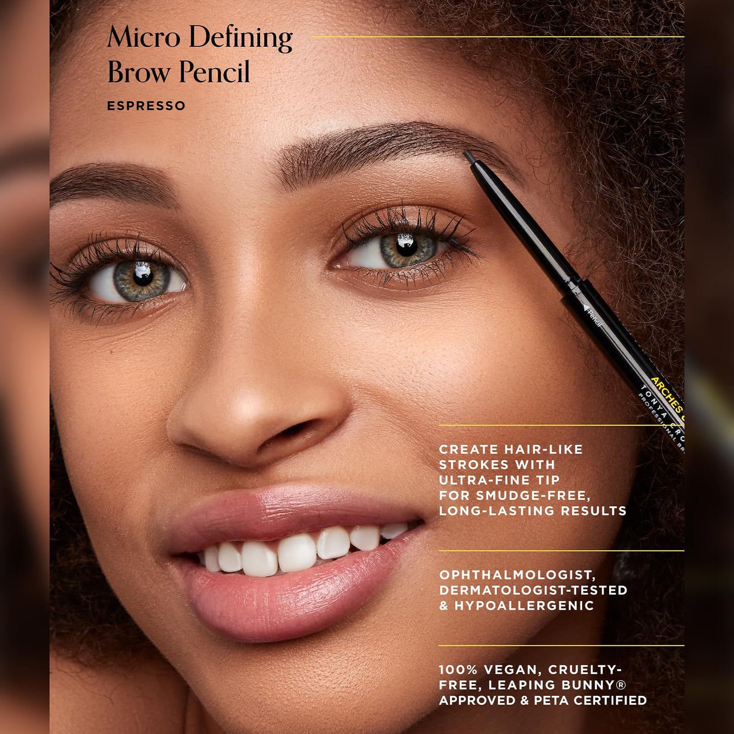 Arches & Halos Micro Defining Brow Pencil - For a Fuller and More Defined Brow, Rich Color - Dual Ended Pencil with Brush - Vegan and Cruelty Free Makeup - Espresso, 0.003 oz