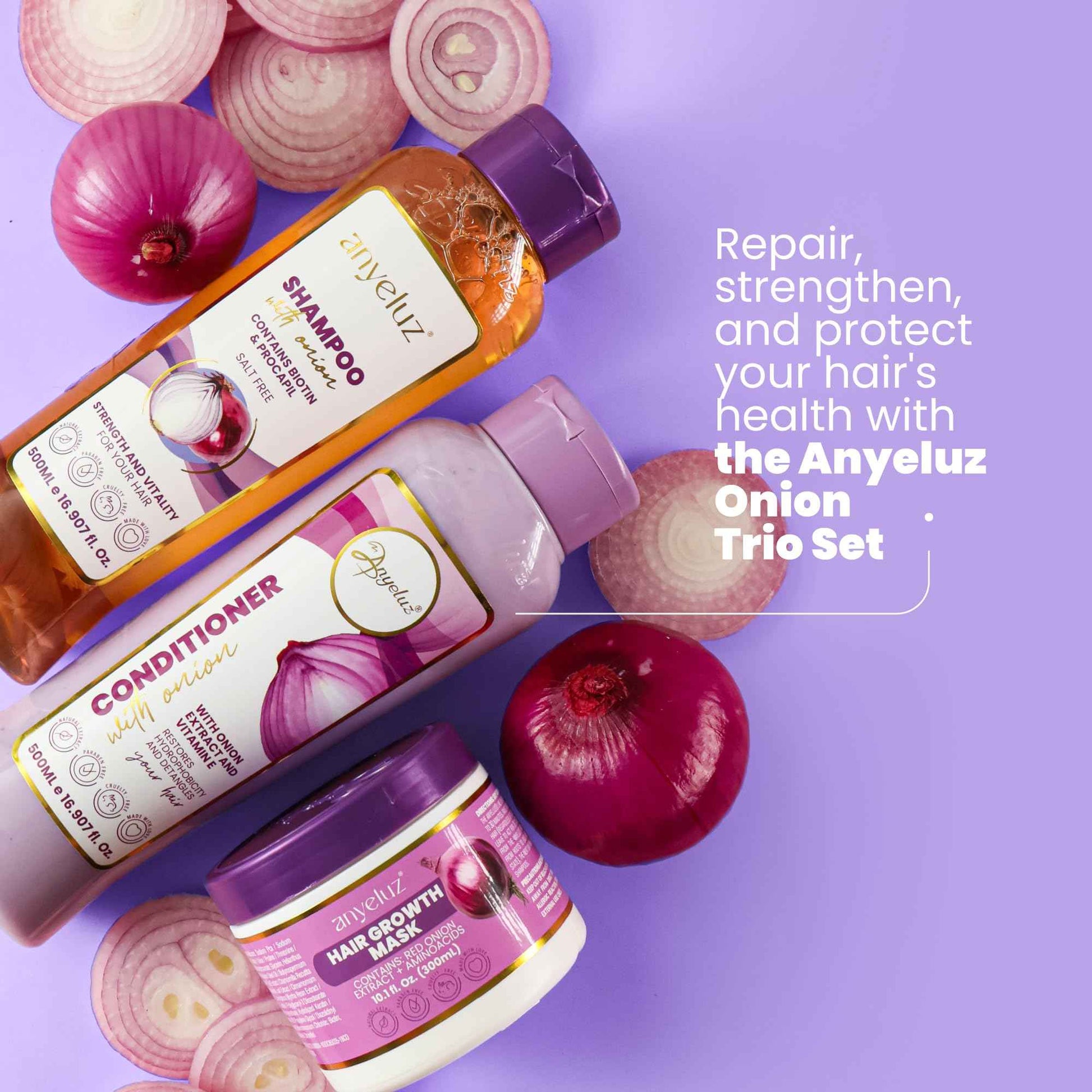 ANYELUZ Onion Hair Mask and Repair Therapy – Hydration, Strengthening, and Color Protection for Healthier Hair