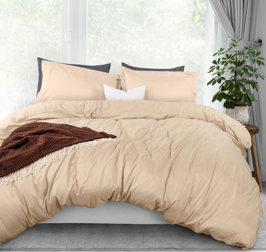 Utopia Bedding Duvet Cover Queen Size - 1 Duvet Cover with 2 Pillow Shams - 3 Pieces Bedding Duvet Cover with Zipper Closure - Soft Brushed Microfiber, 90 X 90 Inches (Pack of 10, Queen Beige)