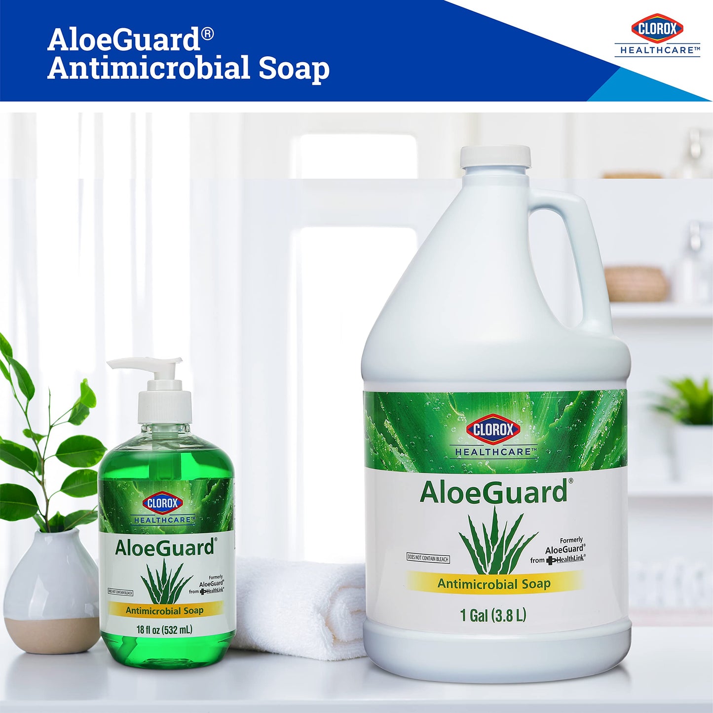 Clorox Healthcare AloeGuard Antimicrobial Soap, 1 Gallon Bottle Antimicrobial Hand Soap for Healthcare Professionals and Everyday Use Hand Soap Bulk (Pack of 4