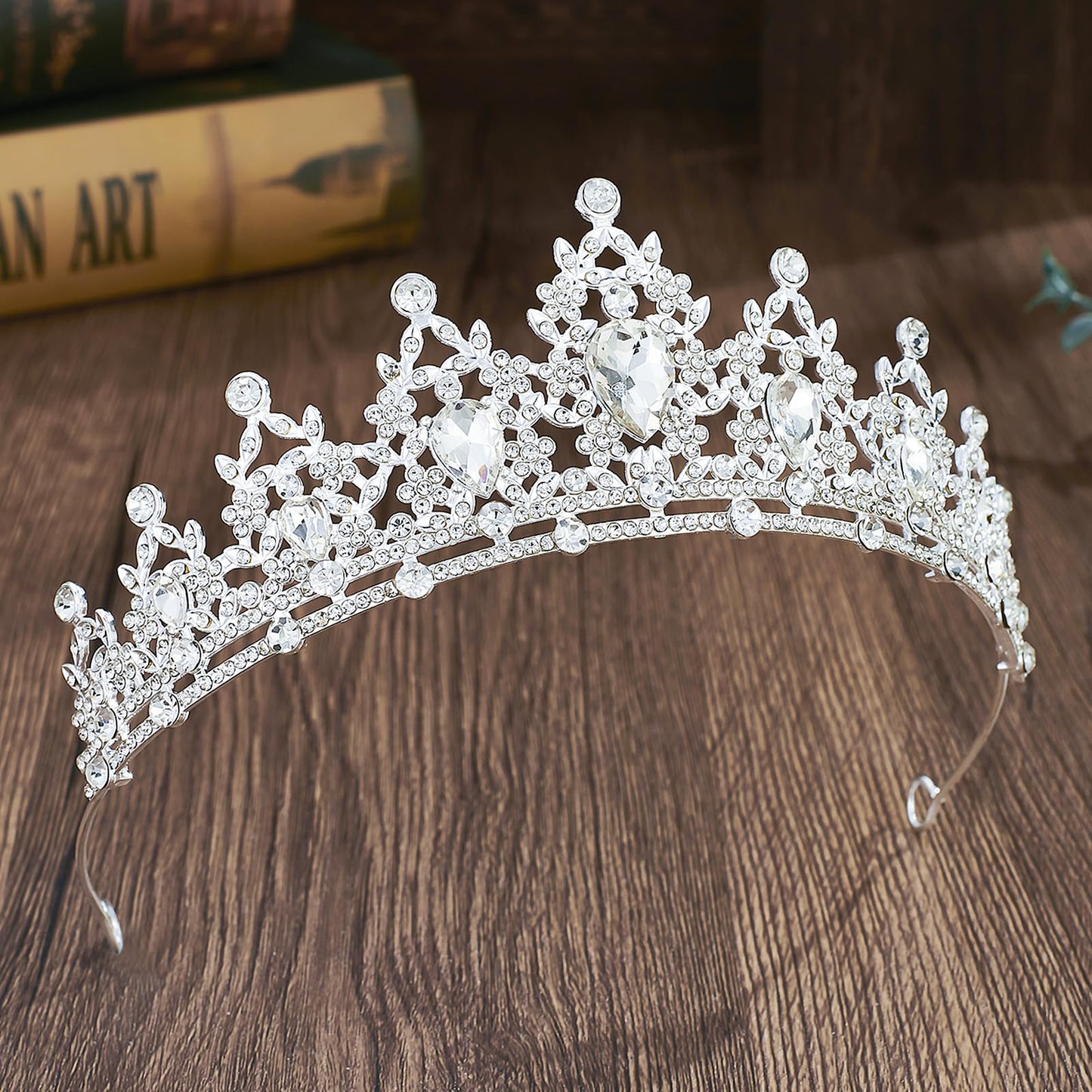 YOUlDIANZI Queen Crown Rhinestone Wedding Crowns, Crystal Tiaras for Women for Birthday Prom Pageant Party (Silver-White-Crown)