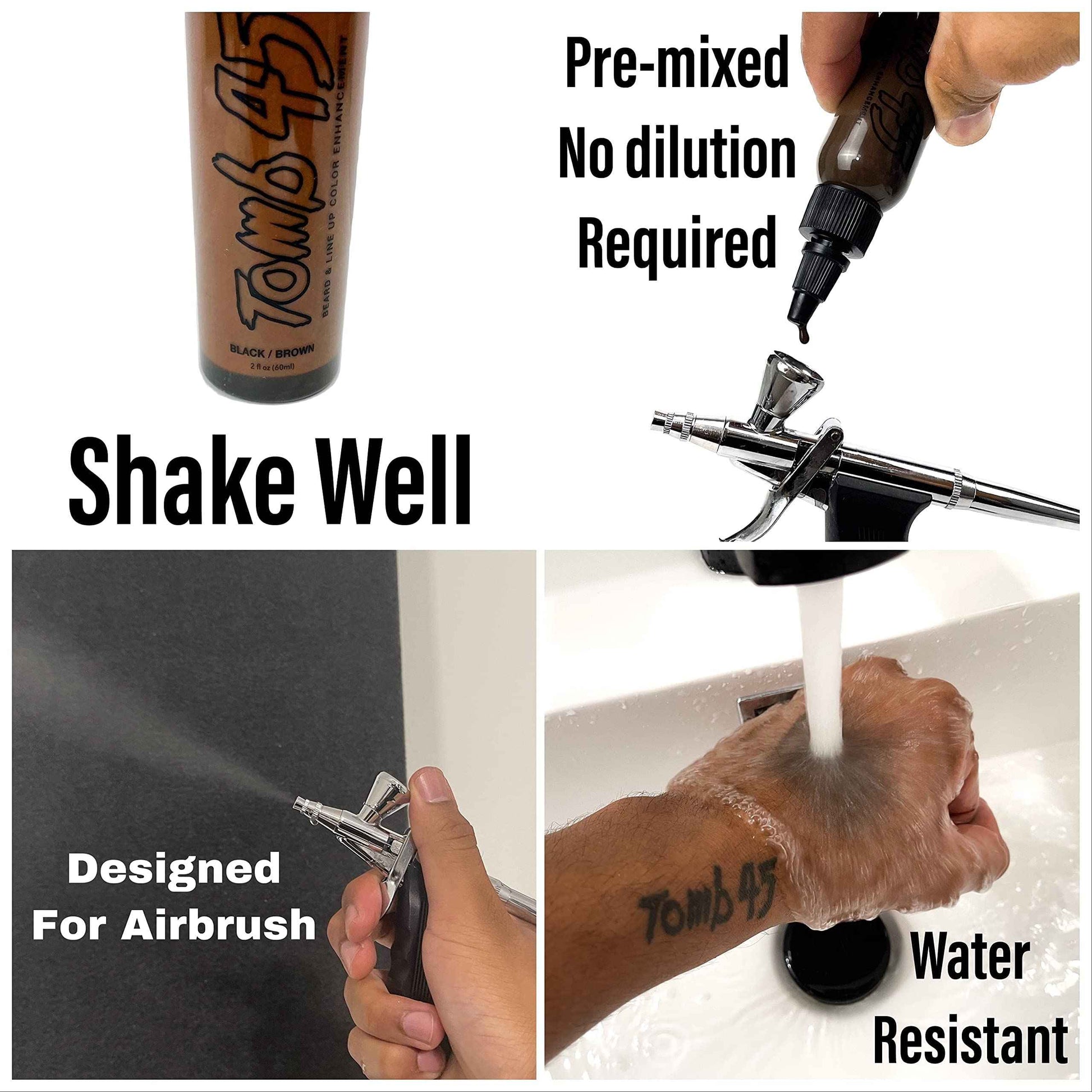 Tomb45 Beard & Lineup Enhancement Coloring + Klutch Card 2.0 (Red) | Water-proof, Shampoo-Safe, Safe on Skin (Onyx - Black)