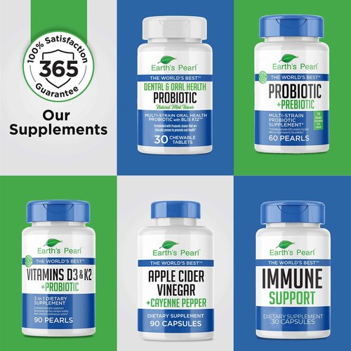 Earth's Pearl Dental Probiotic with BLIS K12 - Oral Probiotics for Oral Health with Mint Flavor - 30-Day Supply of Dental Probiotics for Bad Breath and Dental Health - Children and Adult Oral Care