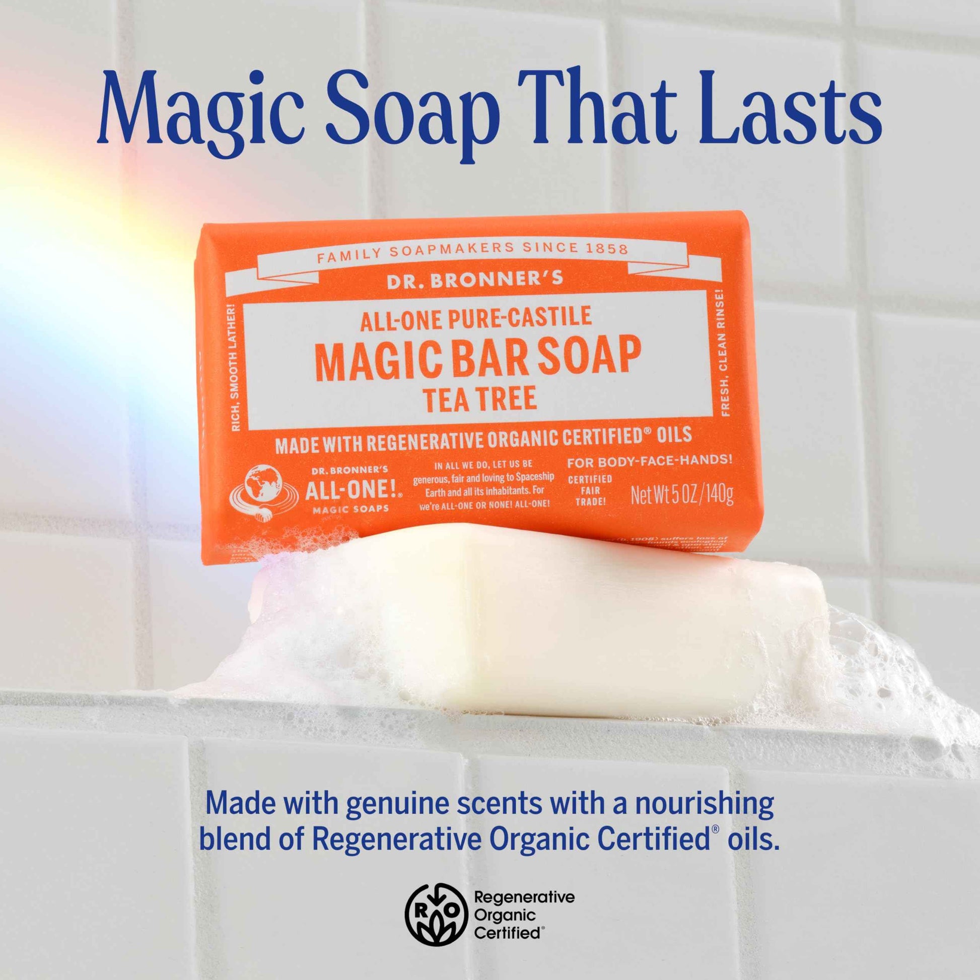 Dr. Bronner's Pure-Castile Magic Bar Soaps (5 Ounce Variety Gift Pack) Almond, Unscented, Lavender, Peppermint, Citrus, Rose - Made with Regenerative Organic Certified Oils, Vegan, Non-GMO