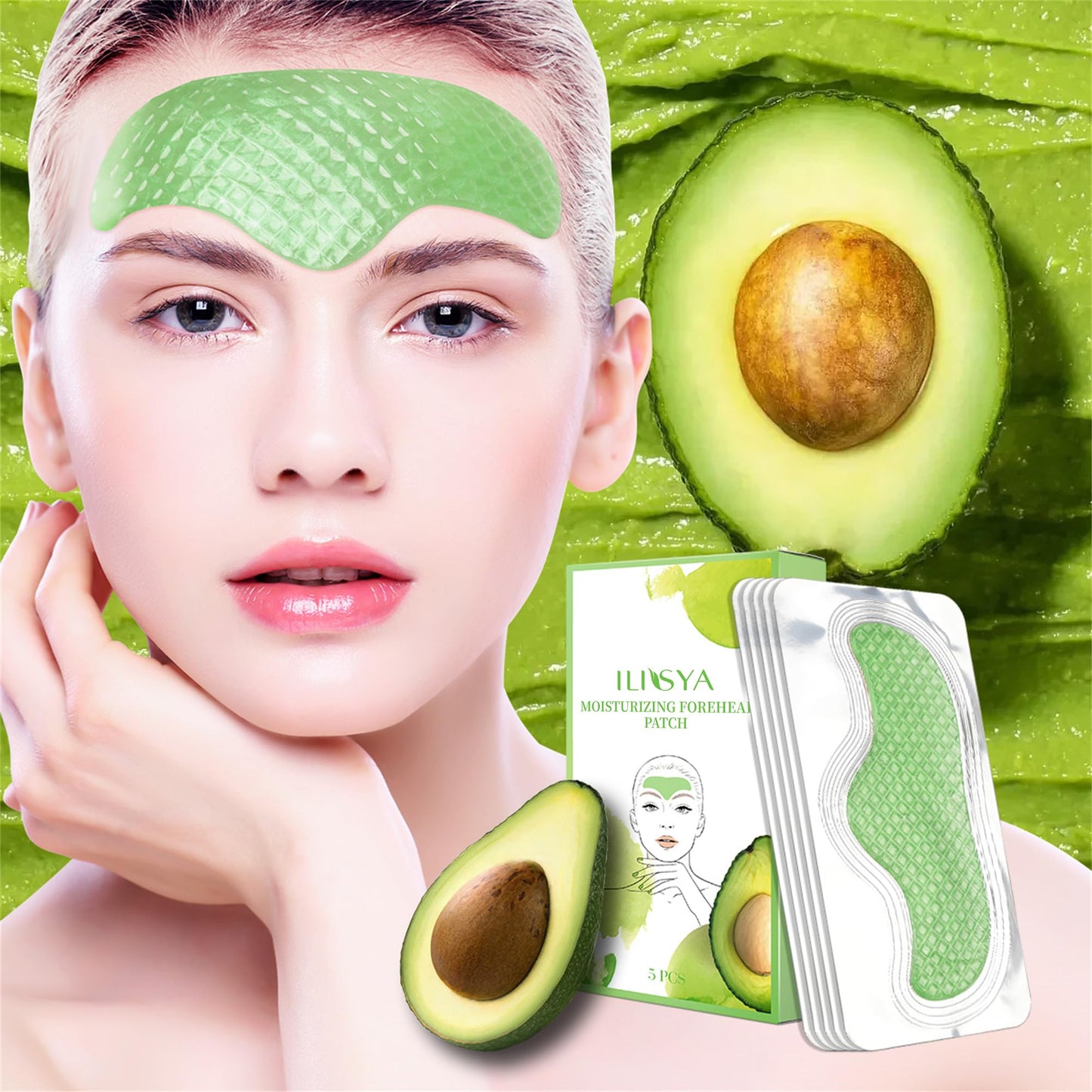 ROUSE Shea Butter Forehead Patches Smooth Forehead Collagen Mask Moisturizing Avocado Forehead Stickers