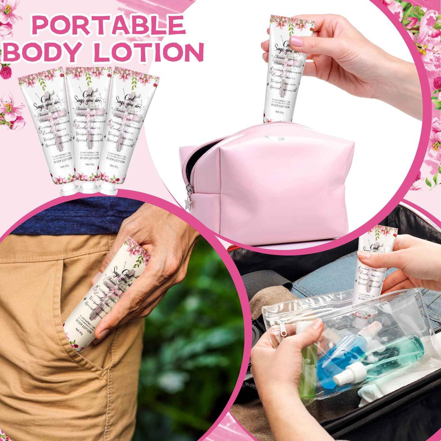 Siifert 24 Pcs Christian Body Lotions Bulk Gifts for Women Breast Cancer Awareness Gifts Inspirational Bible Verse Lotion Mini Travel Christian Religious Hand Cream for Appreciation Women Teacher Mom