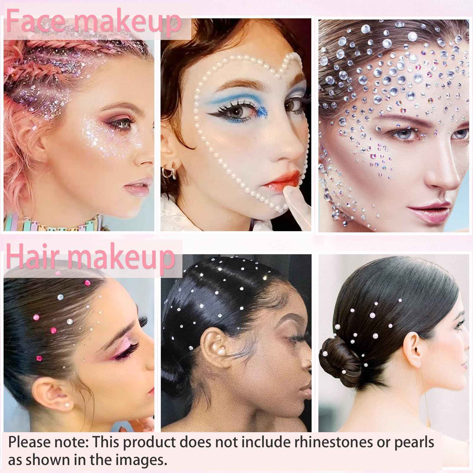 Face Body Glue for Gems Rhinestones, Glitter Glue Long Lasting Hair Adhesive, Designed for Eye Jewels Face Gems Hair Body Glitter Makeup