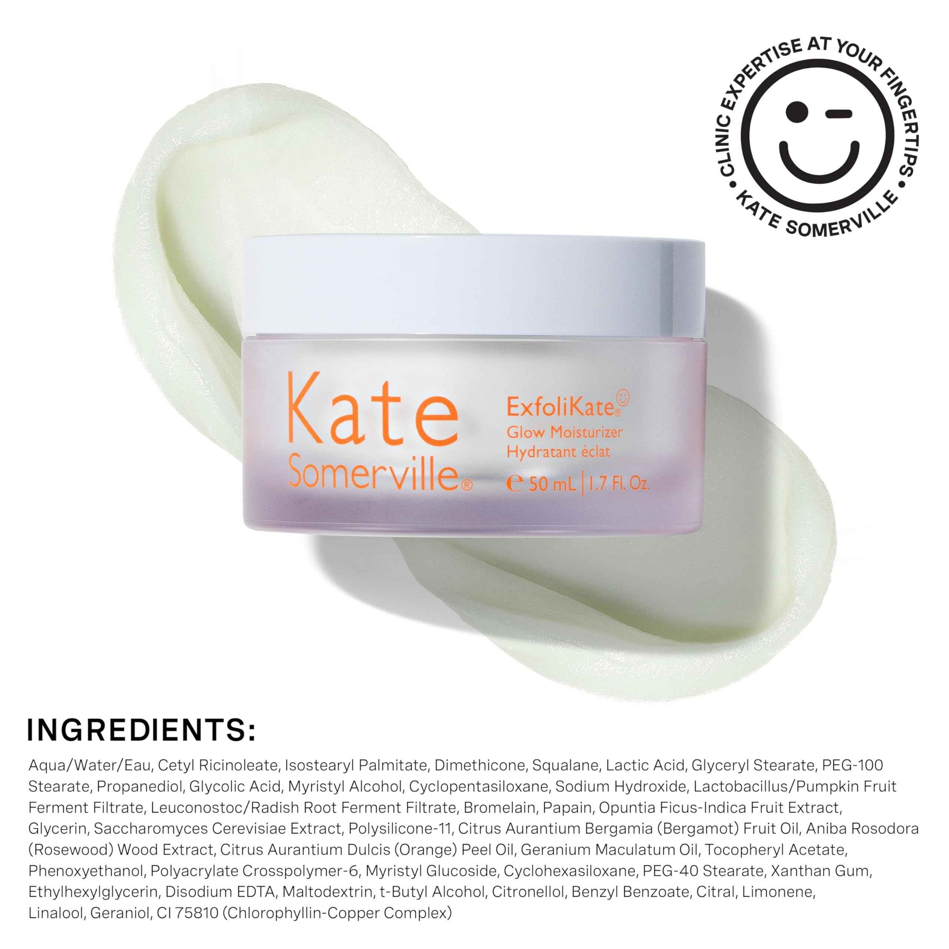 Kate Somerville ExfoliKate Glow Moisturizer – Clinically Formulated Daily Face Cream, Gently Exfoliates and Hydrates, 1.7 Fl Oz