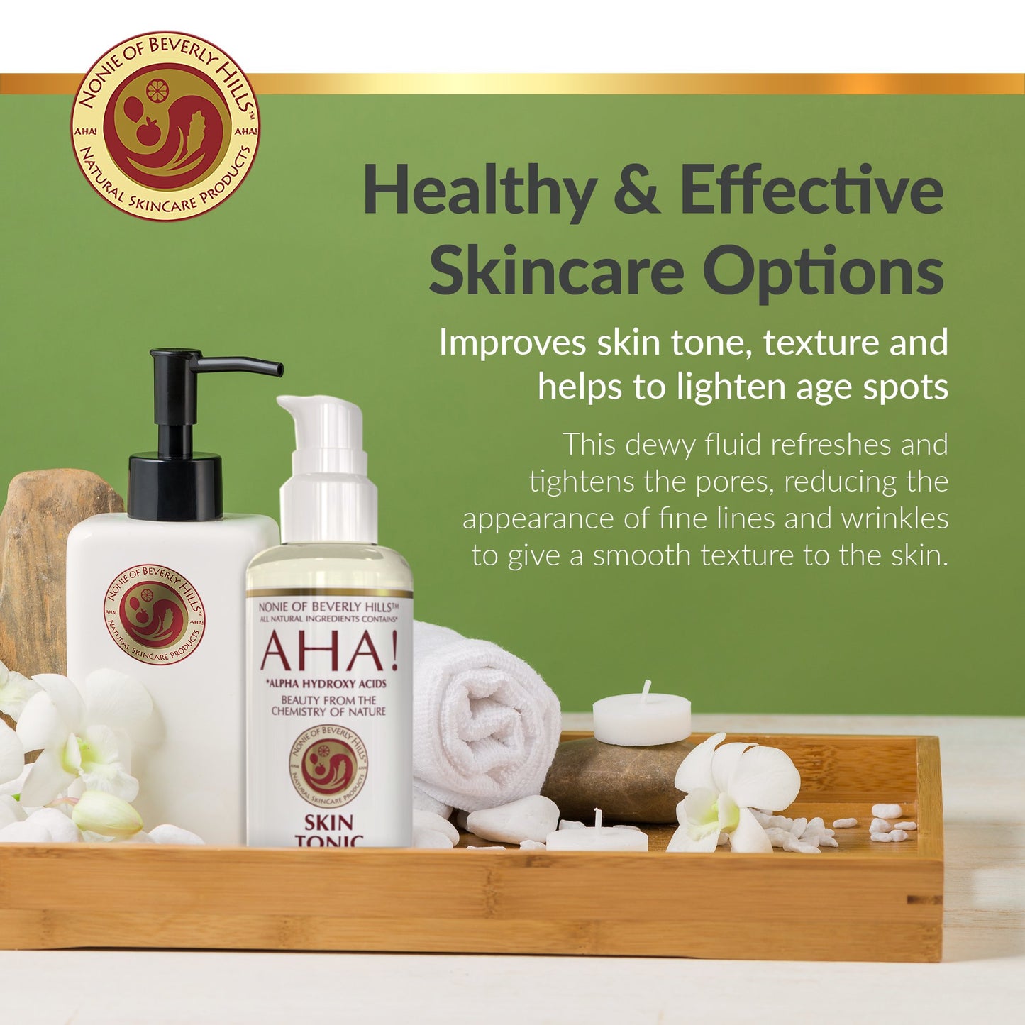 Nonie AHA All-Natural Skin Tonic with Castor Oil, Grapefruit Seed Extract, Citrus Mix of Lemon, Grapefruit, Orange, Bergamot & Neroli Oils & Organic Apple Cider Vinegar.