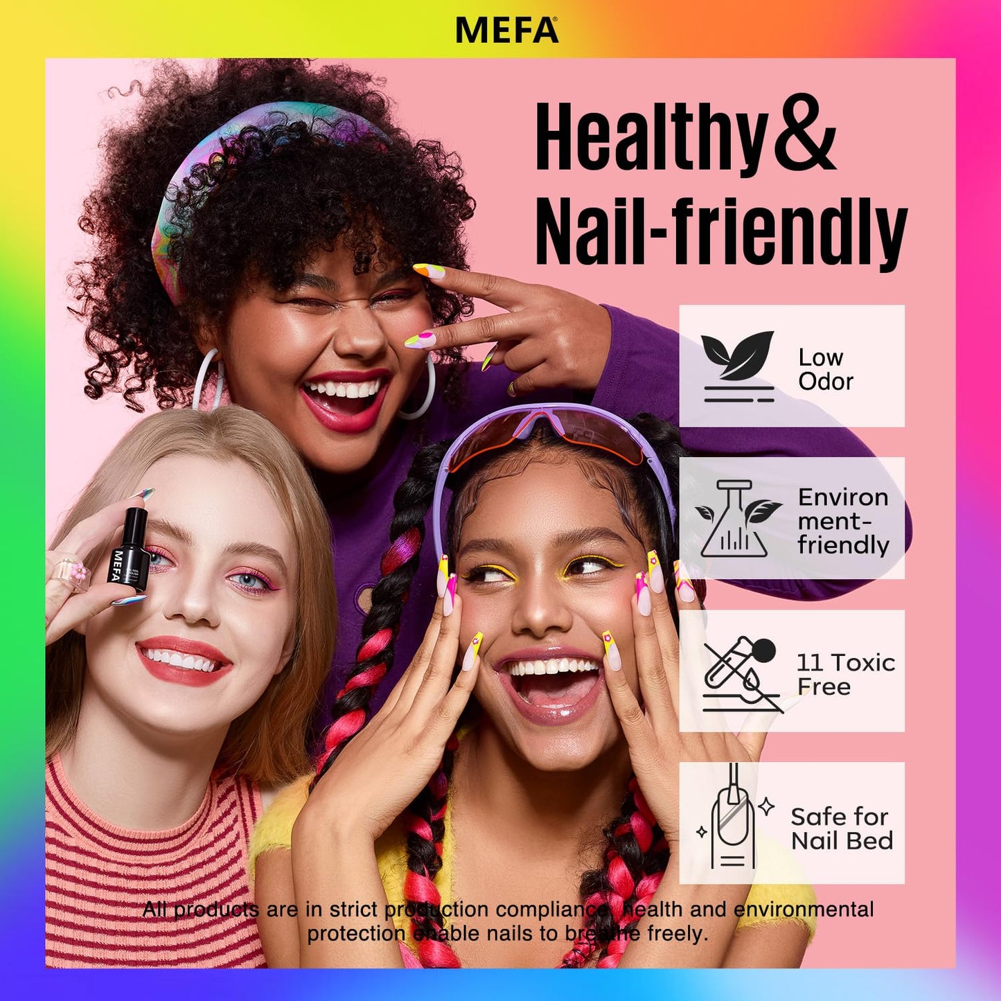 MEFA 35 Pcs Gel Nail Polish Set, 32 Colors Summer Neon Rainbow Bright Gel Nail Polish Kit with Base Coat No Wipe Glossy & Matte Top Coat Yellow Hot Pink Nail Art Manicure DIY Salon Home Gift for Women