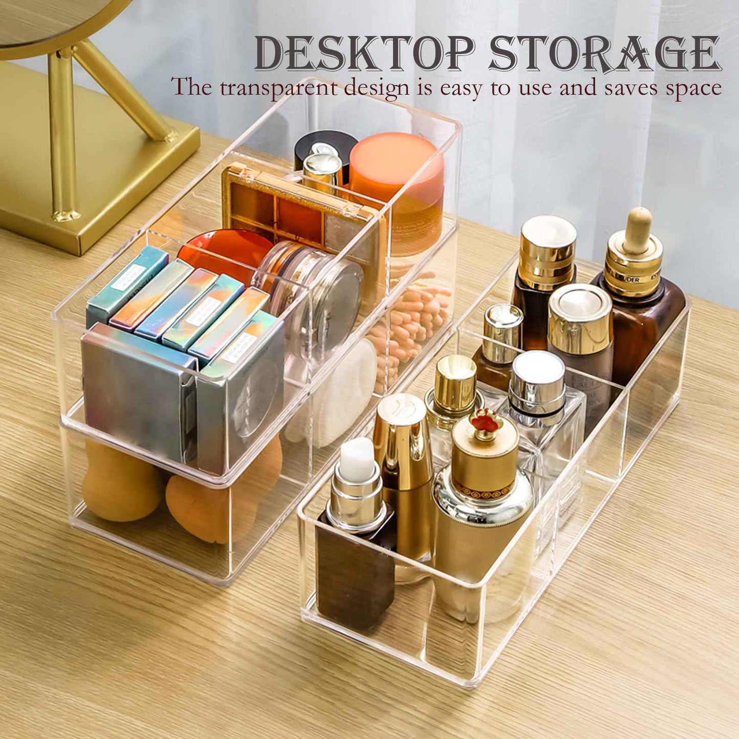 LONTOHCE Acrylic Organizer 2 pieces Makeup Organizer Countertop For Drawers Organizer Storage Bathroom Organizers And Storage Is A Good Choice For Desktop Finishing (2)