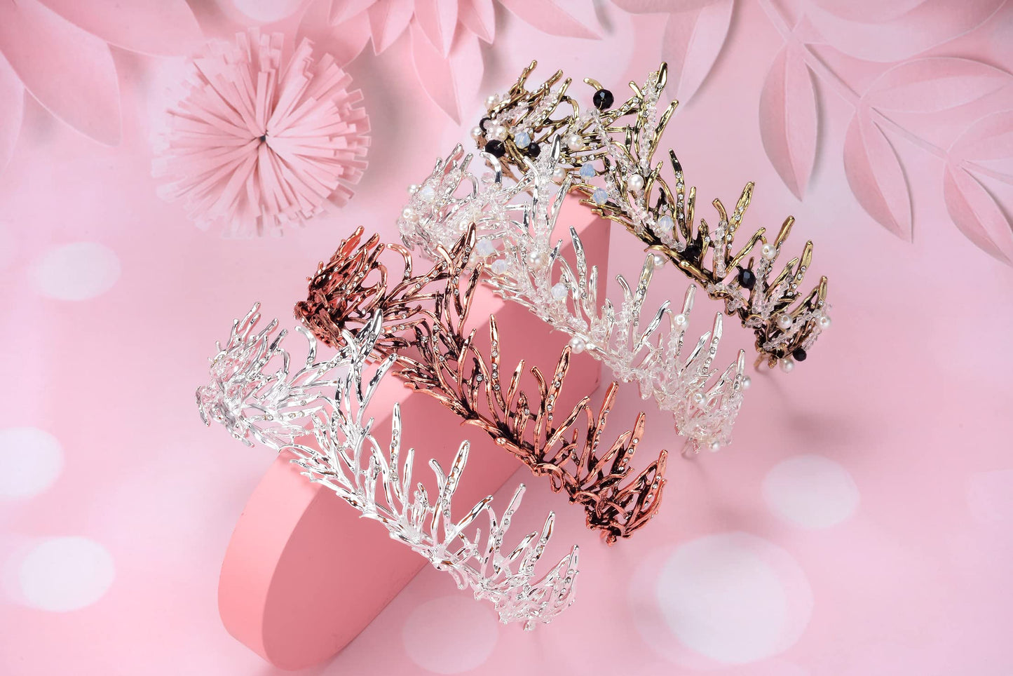 Icicles Crown Princess Tiaras,Crystal Bride Wedding Hair Head Band Ballerinas Nutcracker show for Cosplay