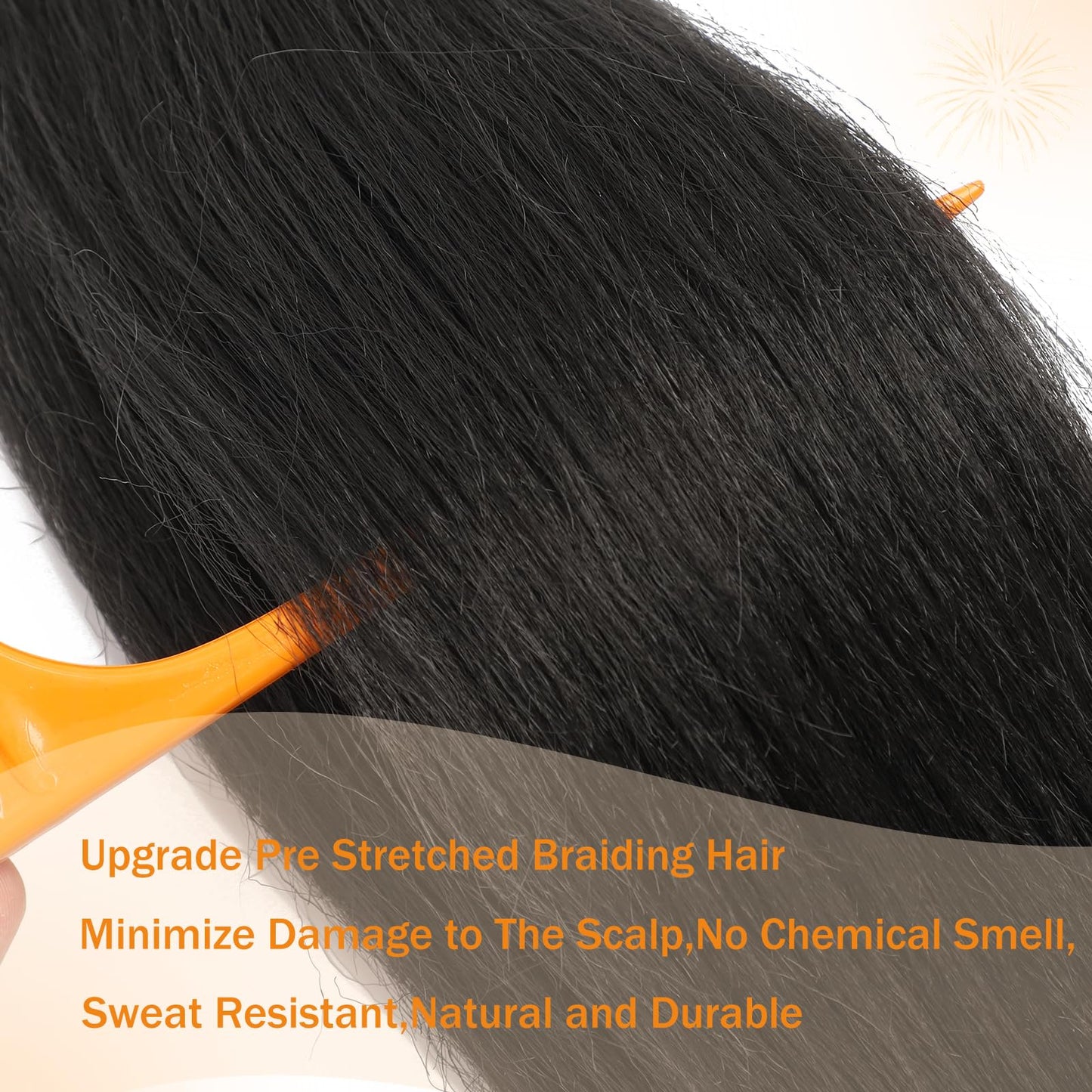 Pre Stretched Braiding Hair 26 Inch Braiding Hair 2 Packs Yaki Texture Hot Water Setting Synthetic Fiber Braiding Hair Extension Crochet Twist Braids (26inch 2Packs 1B#)