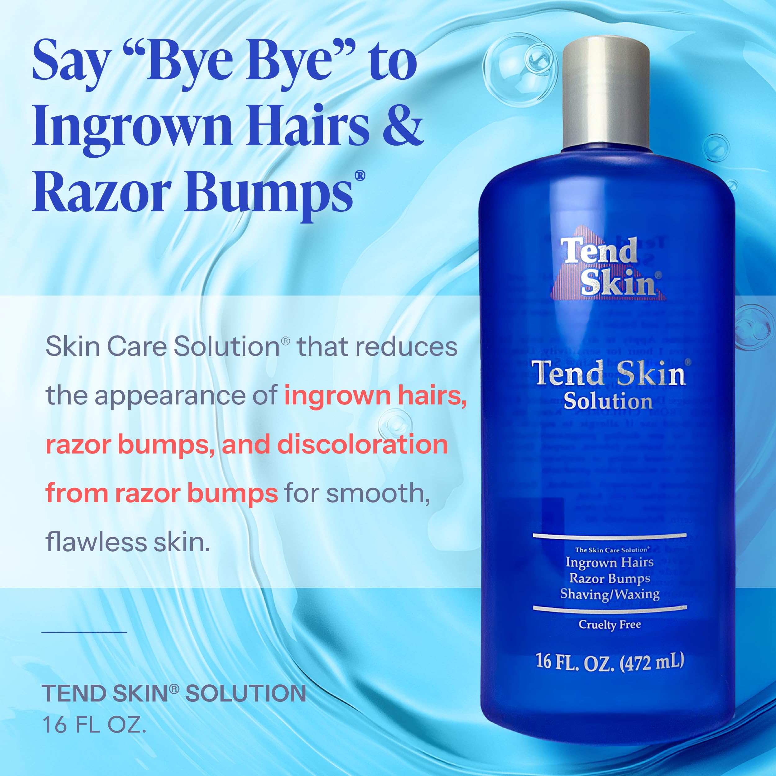 Tend Skin Razor Bump, Ingrown Hair Solution for Unsightly Razor Bumps, Ingrown Hair and Razor Burns, Post Shaving and Waxing Toner for Men and Women, Made in USA, 16 Oz