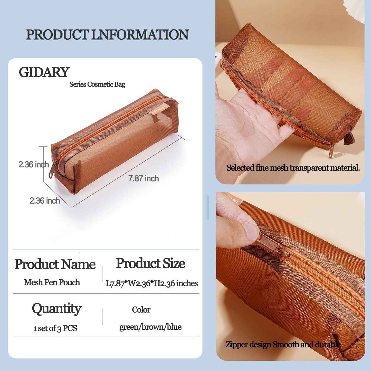 Gidary Mesh Cosmetic Bag Portable Clear Makeup Bags Mesh Zipper Pouch for Home Office Travel Accessories Organizer (2PCS Red & Purple)