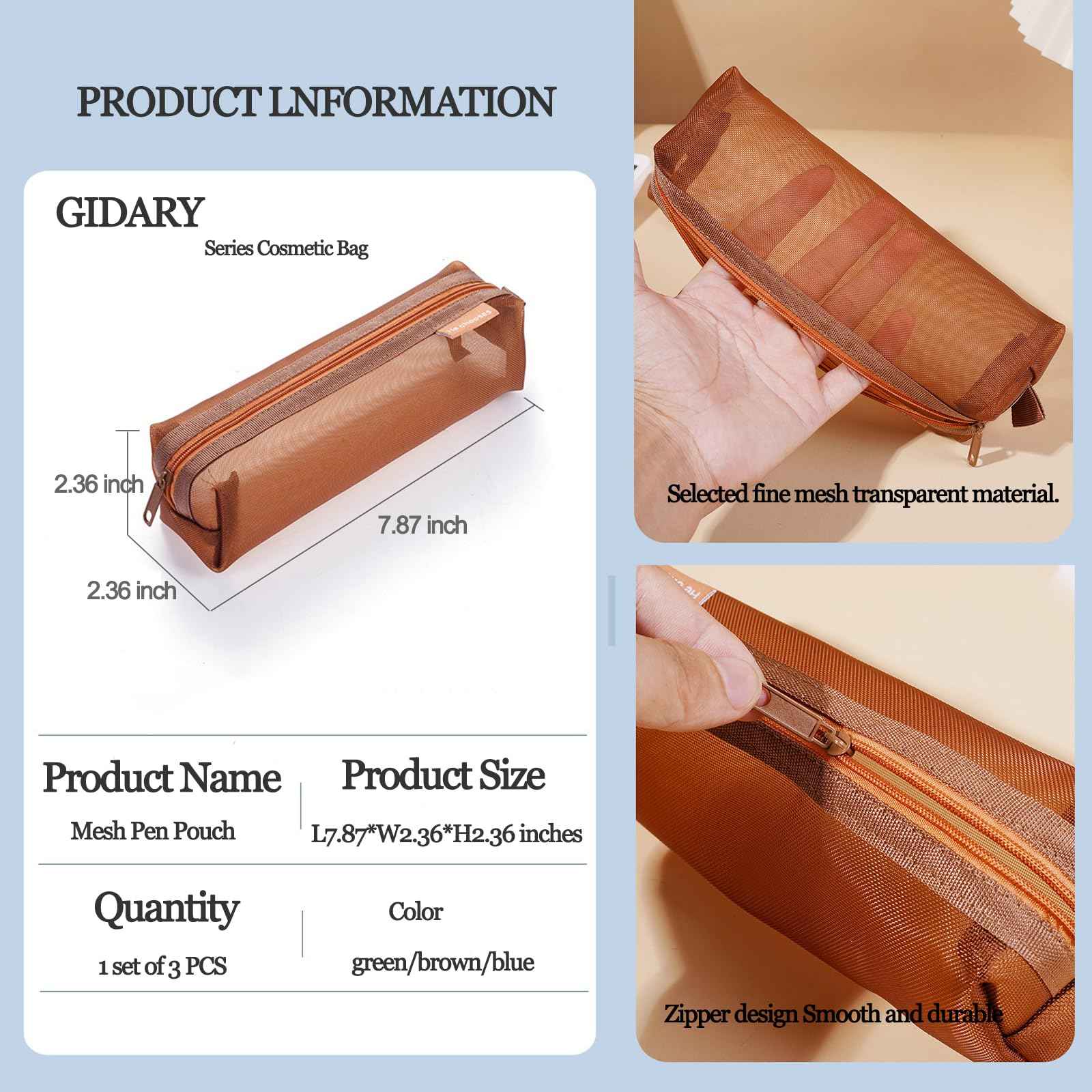 Gidary Mesh Cosmetic Bag Portable Clear Makeup Bags Mesh Zipper Pouch for Home Office Travel Accessories Organizer (2PCS Red & Purple)