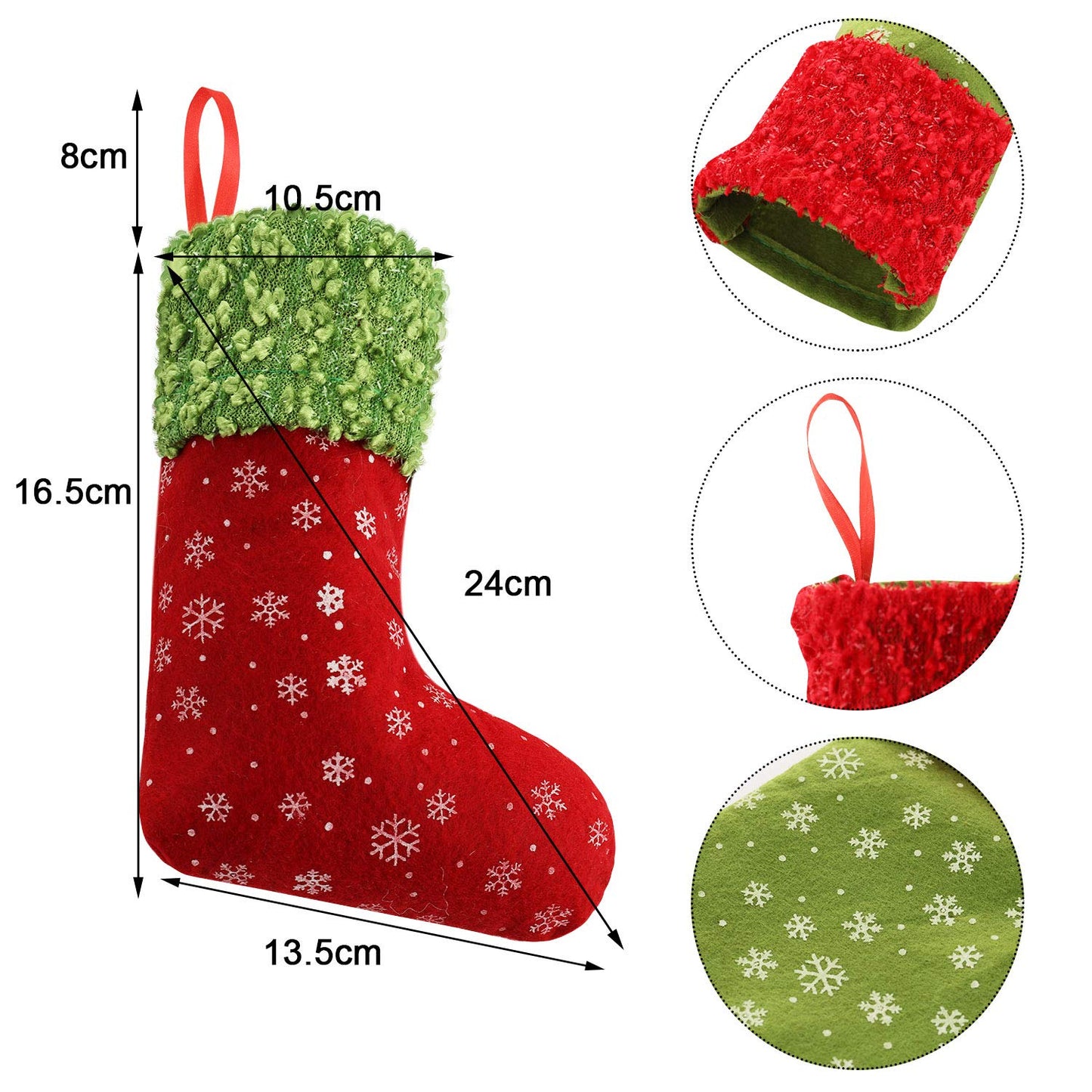 Syhood 24 Pieces 9 Inch Christmas Mini Stockings Plaid Snowflake Christmas Stockings Christmas Tree Hanging Stocking for Xmas New Year Party Decorations