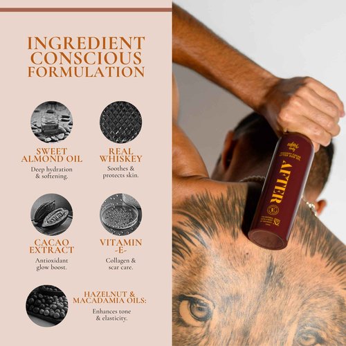 ed&i AFTER Whiskey Cacao Body Oil with Vitamin E, Hydrating and Nourishing for Dry Skin, Moisturizing After Shower Body Oil for Women, Non-Greasy Glow, 5.07 oz